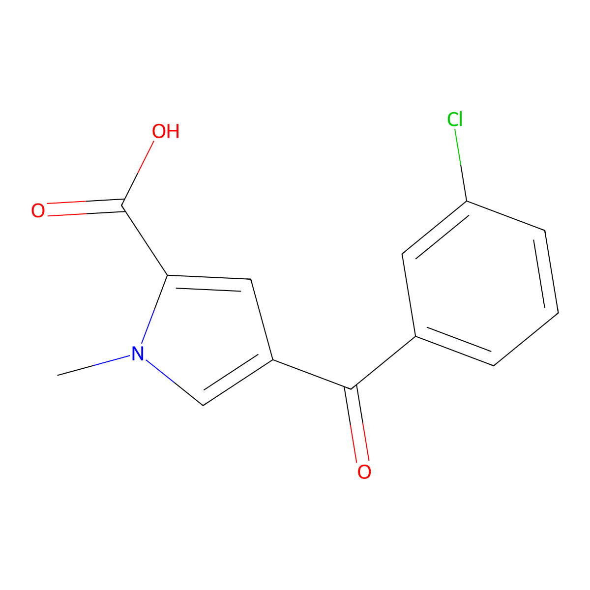 4-(3-Chlorobenzoyl)-1-methyl-1H-pyrrole-2-carboxylic acid molecular structure, CAS 70696-61-6