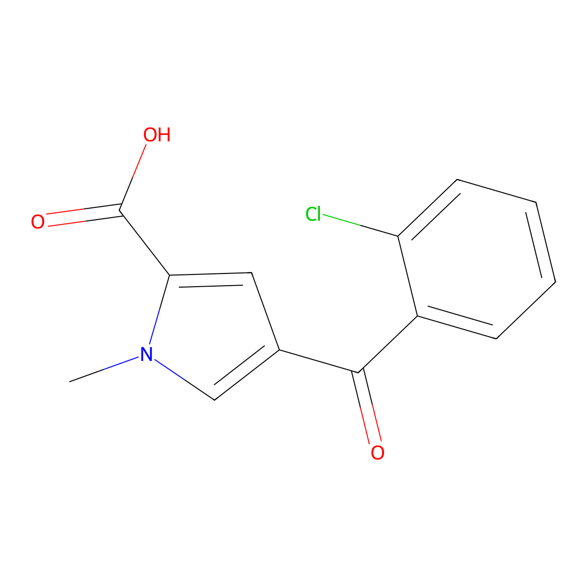 4-(2-Chlorobenzoyl)-1-methylpyrrole-2-carboxylic acid molecular structure, CAS 70696-84-3