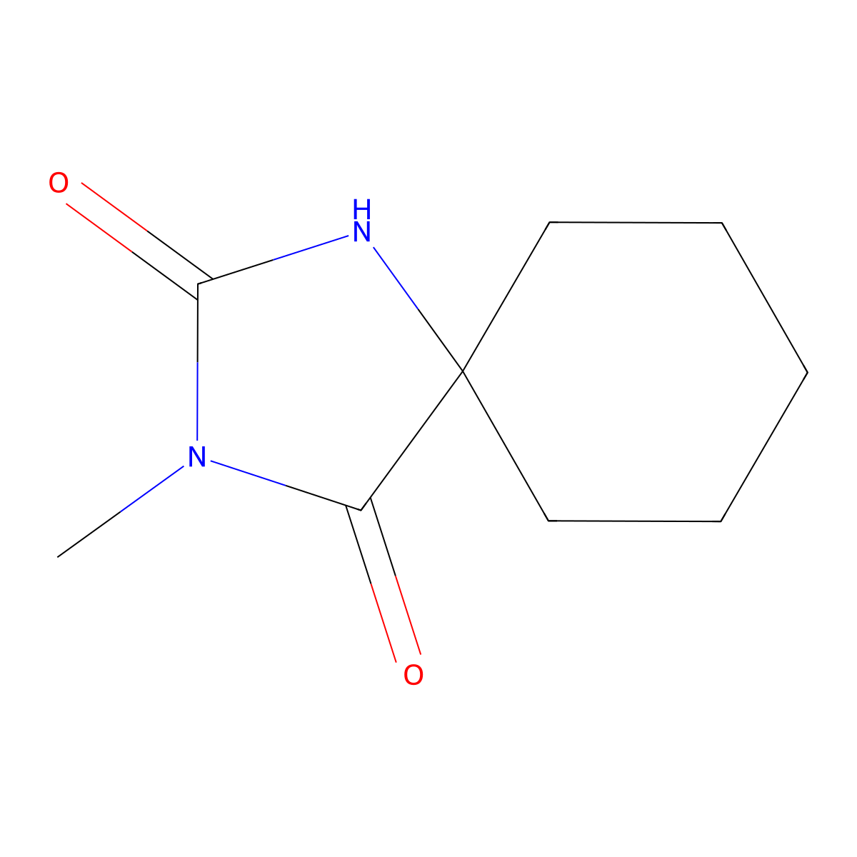 1,3-Diazaspiro(4.5)decane-2,4-dione, 3-methyl- molecular structure, CAS 707-09-5