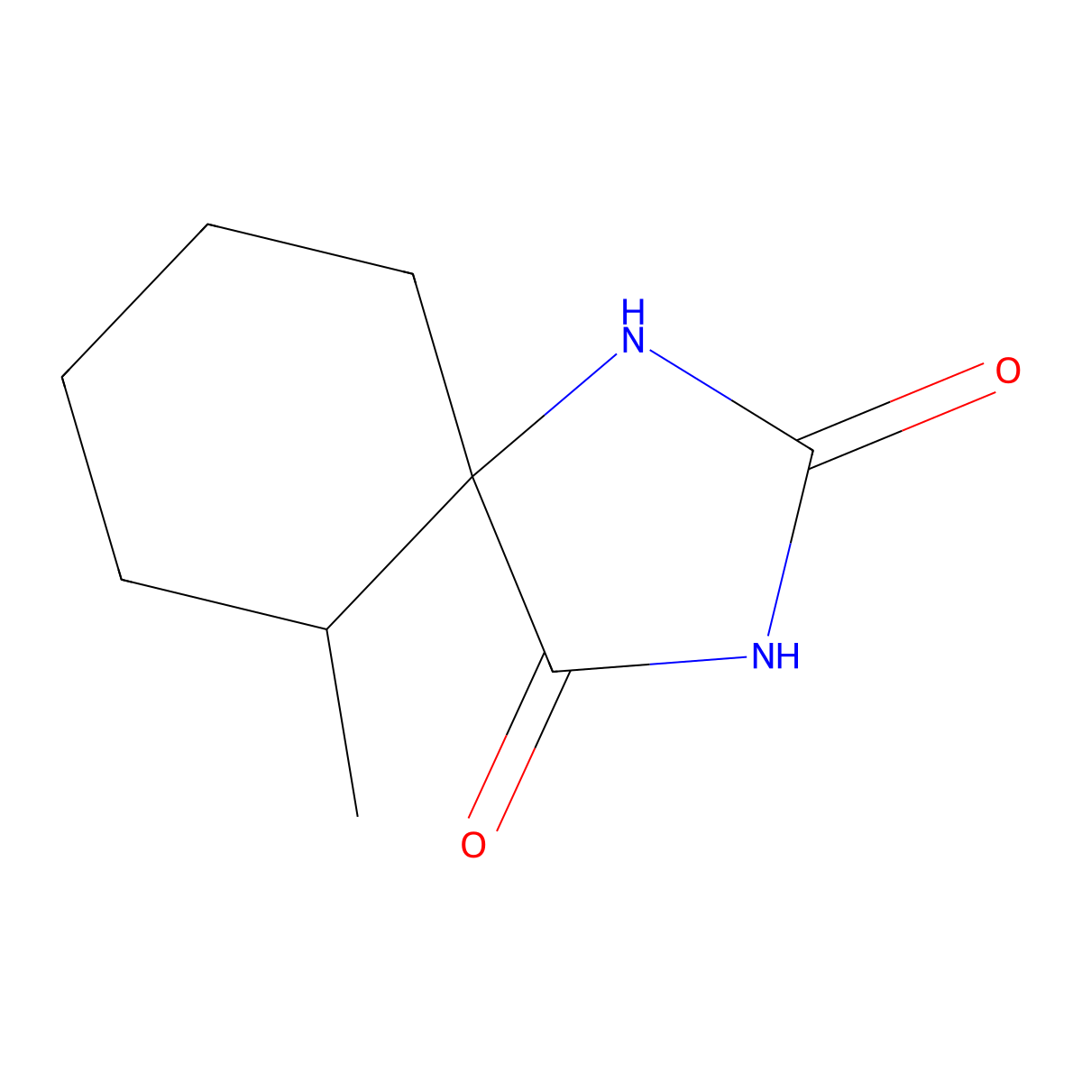 6-Methyl-1,3-diazaspiro[4.5]decane-2,4-dione molecular structure, CAS 707-15-3