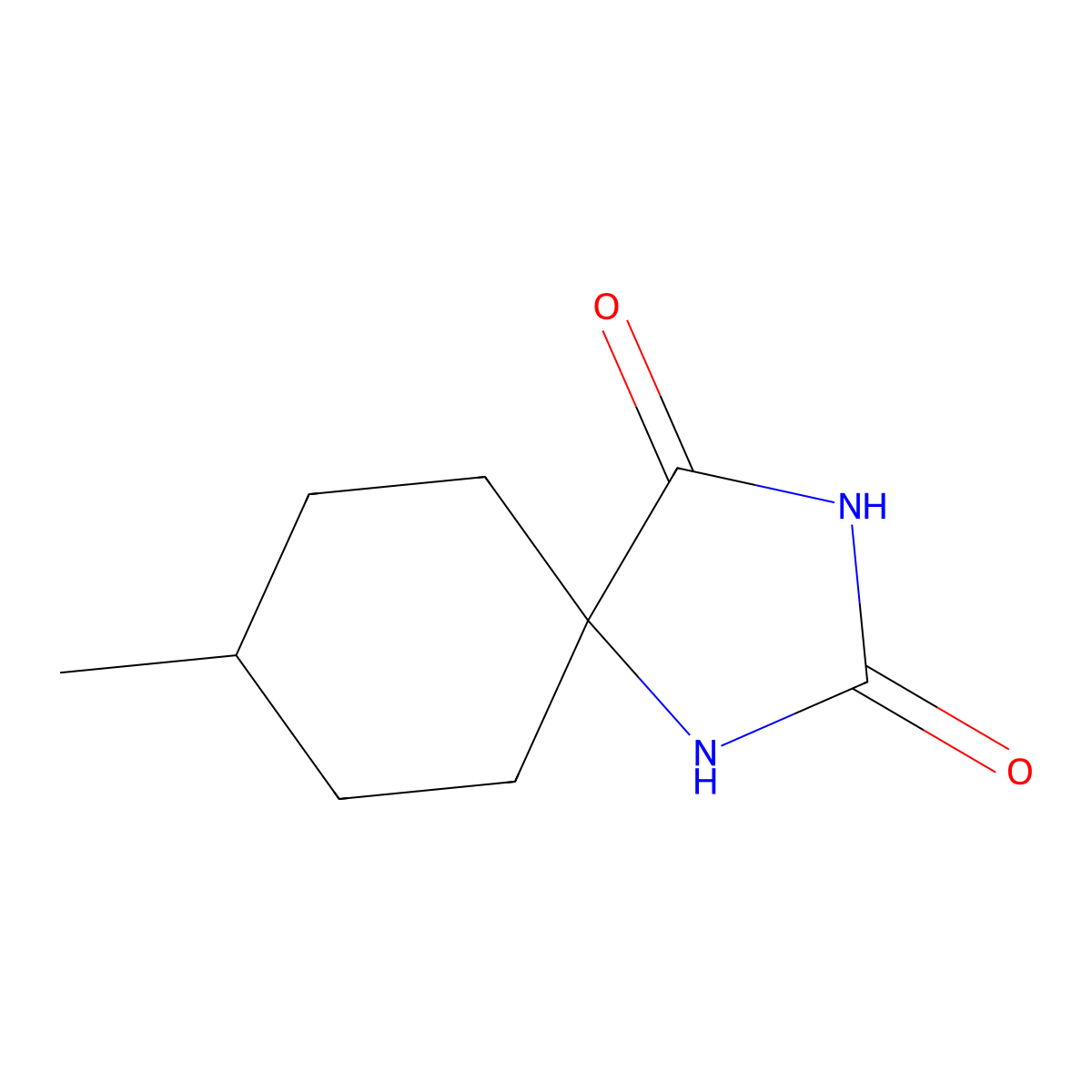 8-Methyl-1,3-diazaspiro(4.5)decane-2,4-dione molecular structure, CAS 707-17-5