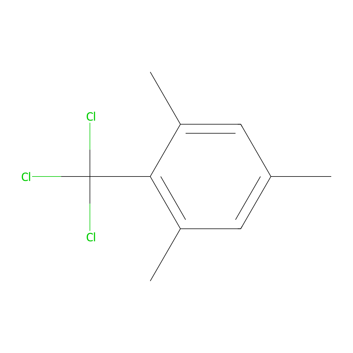 1,3,5-Trimethyl-2-(trichloromethyl)benzene molecular structure, CAS 707-74-4