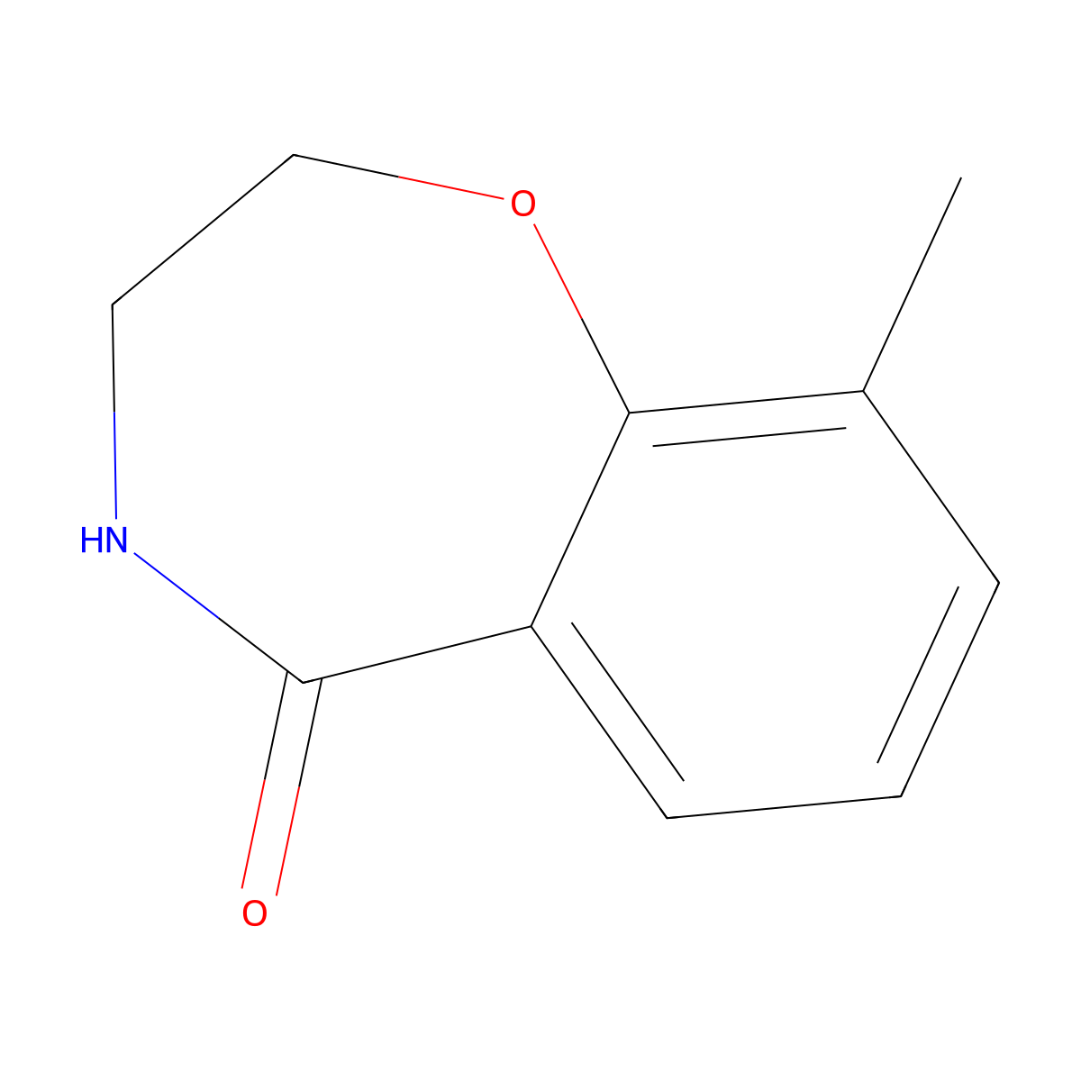 9-methyl-3,4-dihydro-1,4-benzoxazepin-5(2H)-one molecular structure, CAS 707-91-5