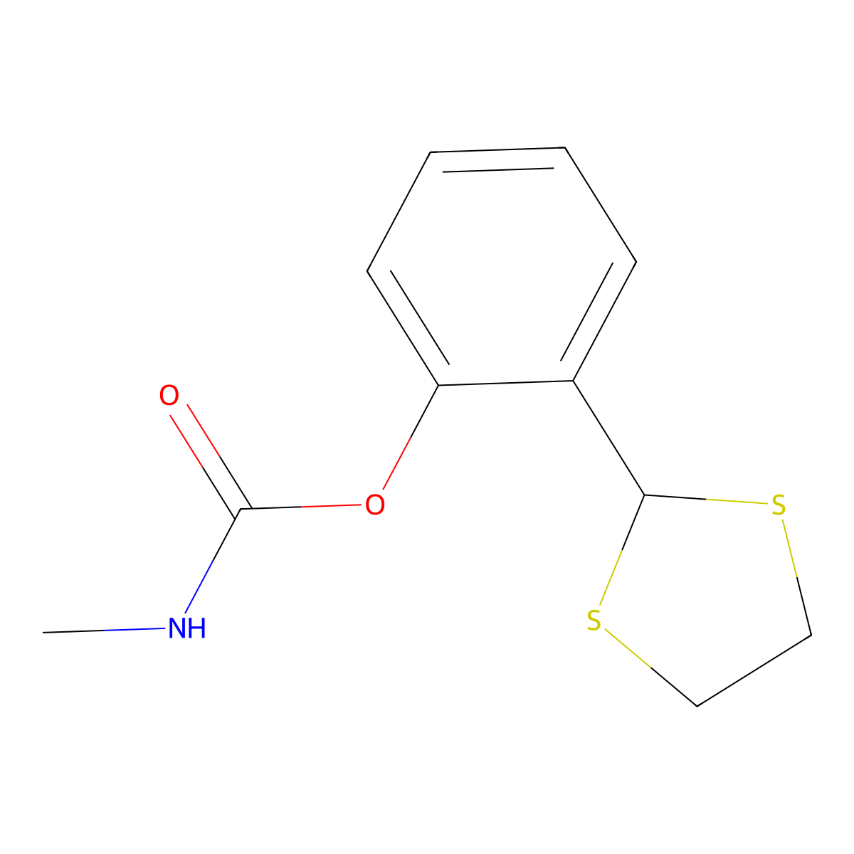 Carbamic acid, methyl-, o-(1,3-dithiolan-2-yl)phenyl ester molecular structure, CAS 7070-93-1