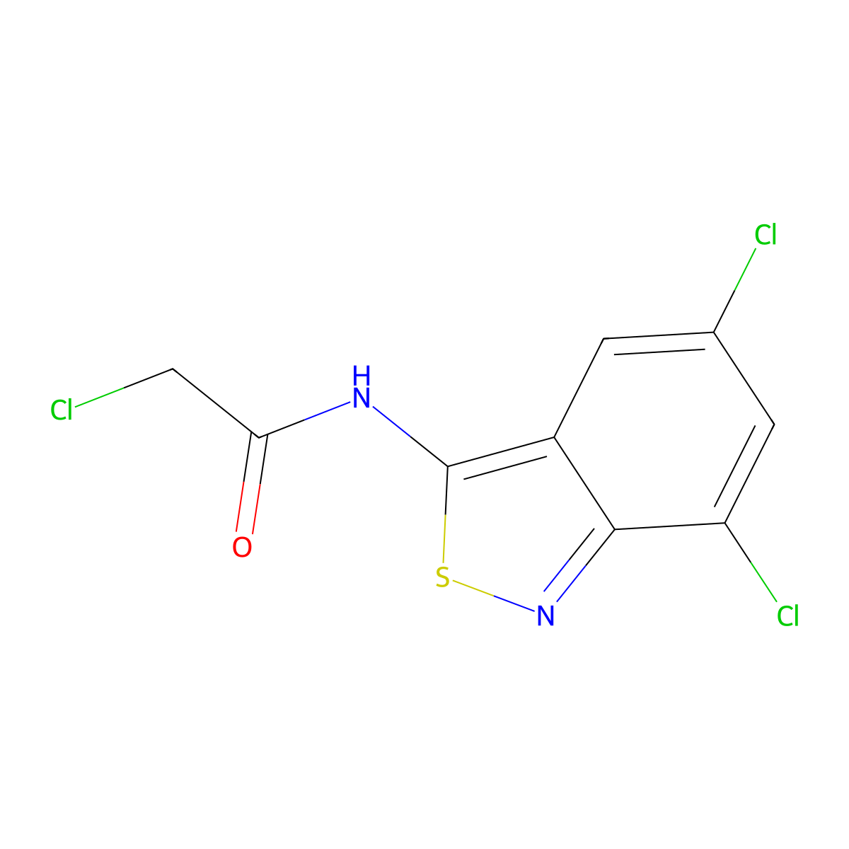 2-Chloro-N-(5,7-dichloro-2,1-benzisothiazol-3-yl)acetamide molecular structure, CAS 70711-14-7