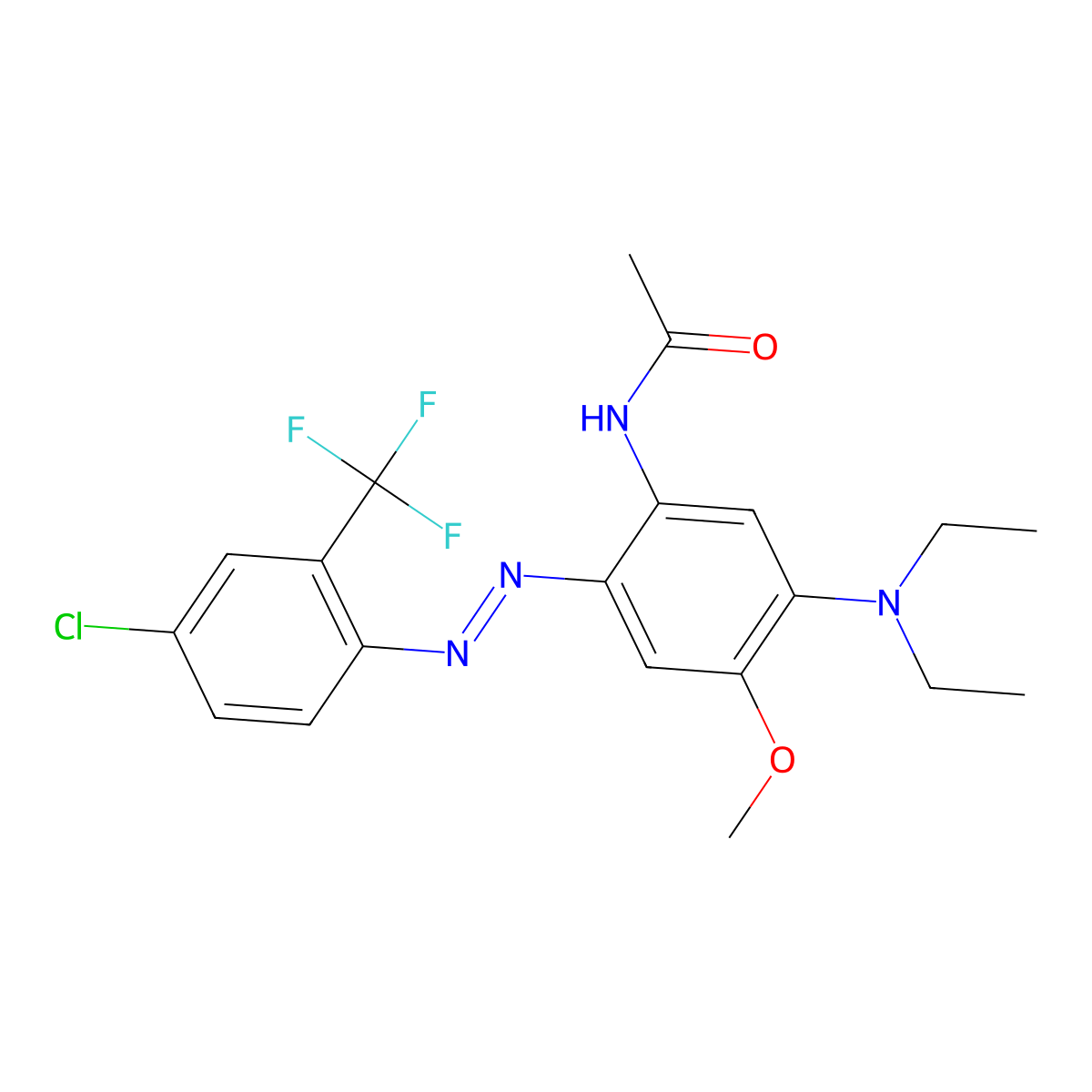 N-[2-[2-[4-Chloro-2-(trifluoromethyl)phenyl]diazenyl]-5-(diethylamino)-4-methoxyphenyl]acetamide molecular structure, CAS 70714-84-0