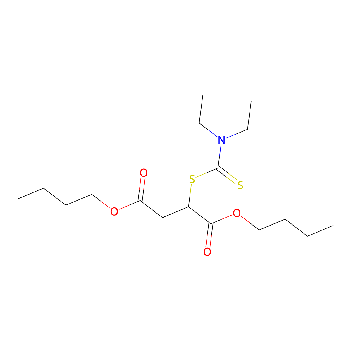 Butanedioic acid, 2-(((diethylamino)thioxomethyl)thio)-, 1,4-dibutyl ester molecular structure, CAS 70715-09-2