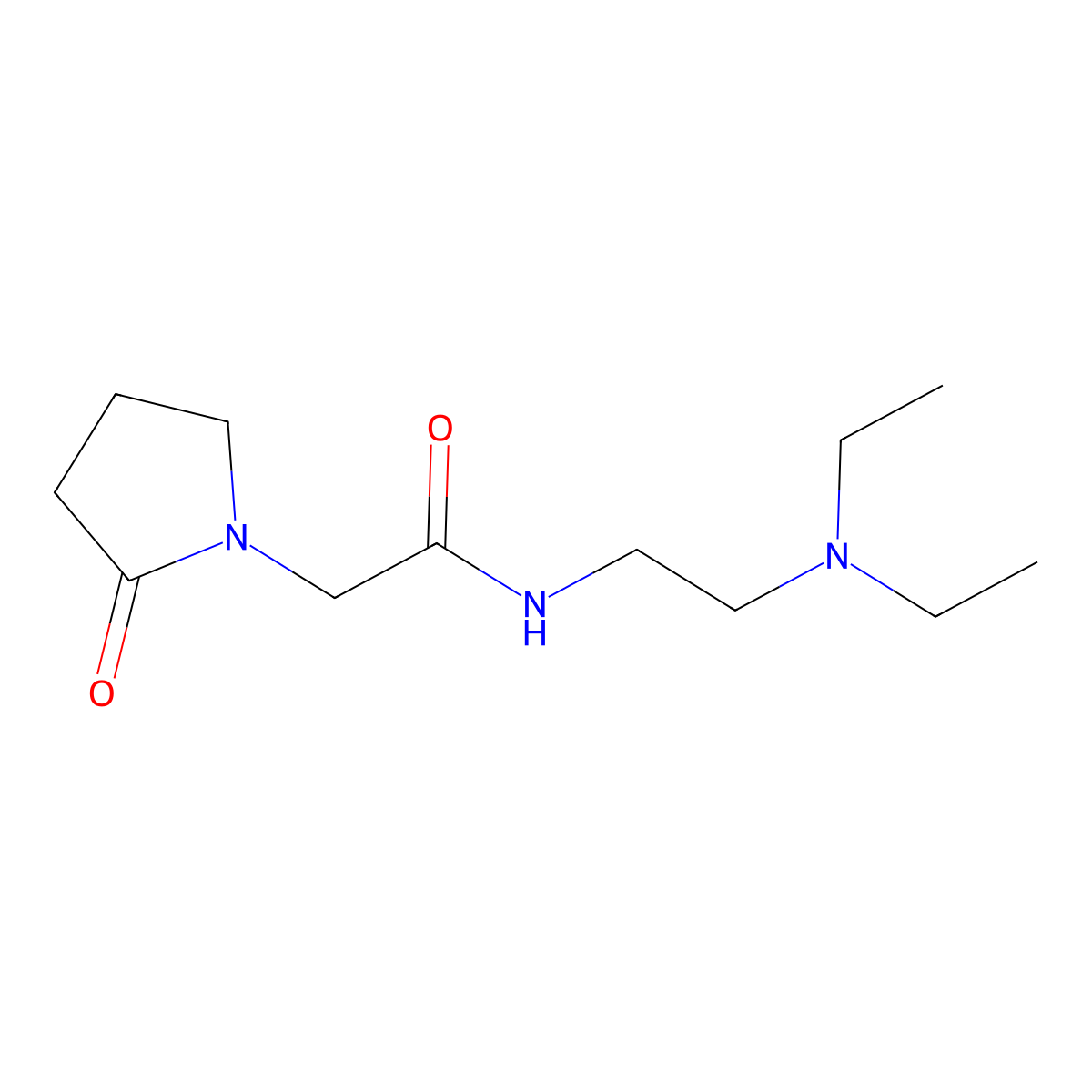 1-Pyrrolidineacetamide, N-[2-(diethylamino)ethyl]-2-oxo- molecular structure, CAS 70717-47-4