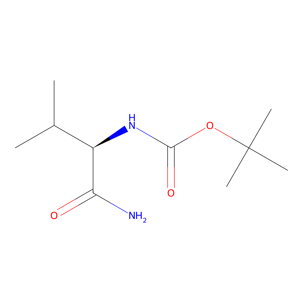 Boc-D-Valine amide molecular structure, CAS 70717-76-9