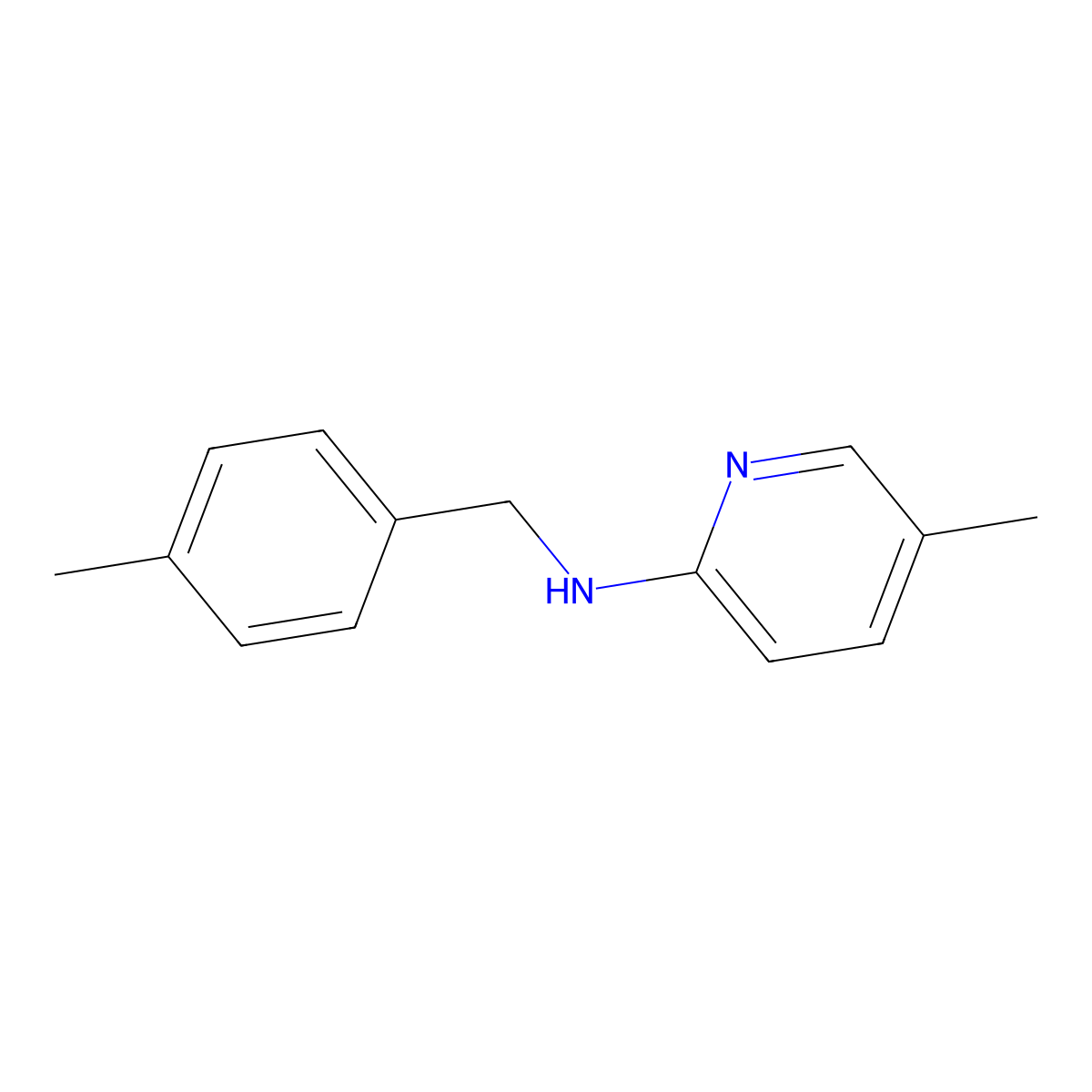 5-methyl-N-[(4-methylphenyl)methyl]pyridin-2-amine molecular structure, CAS 70720-39-7