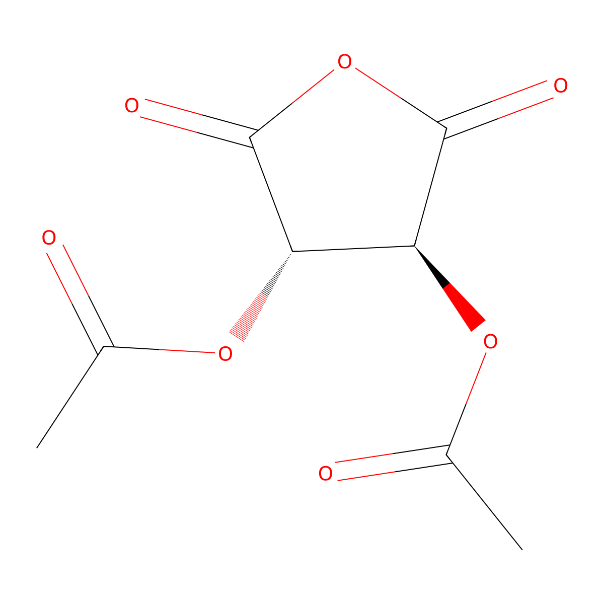 Diacetyltartaric anhydride, D- molecular structure, CAS 70728-23-3