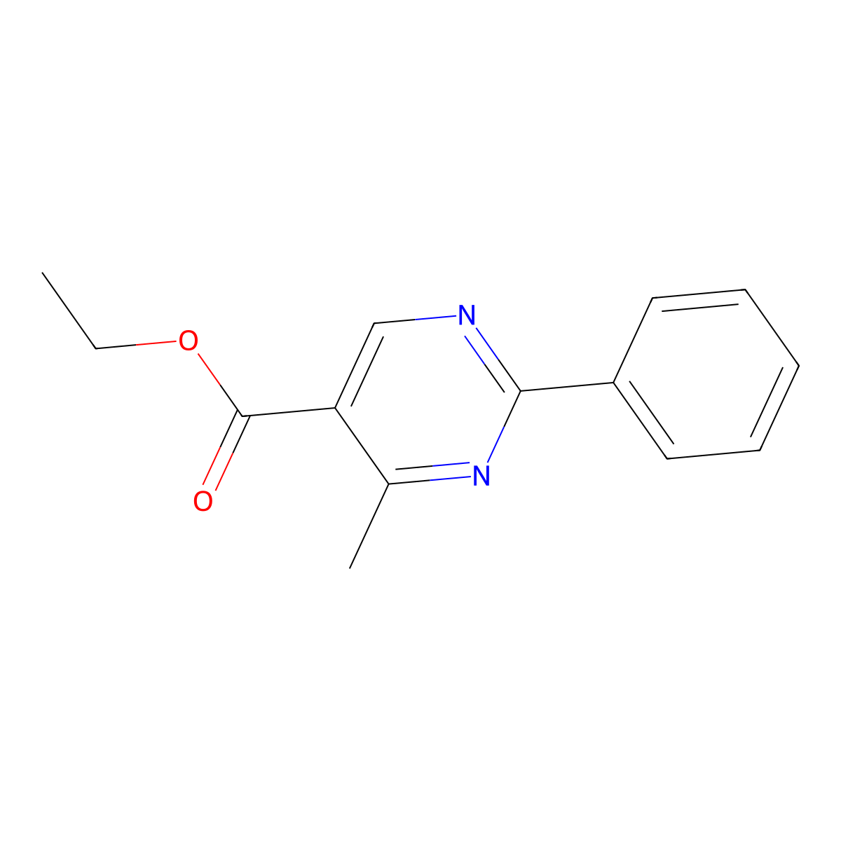 Ethyl 4-methyl-2-phenylpyrimidine-5-carboxylate molecular structure, CAS 70733-12-9