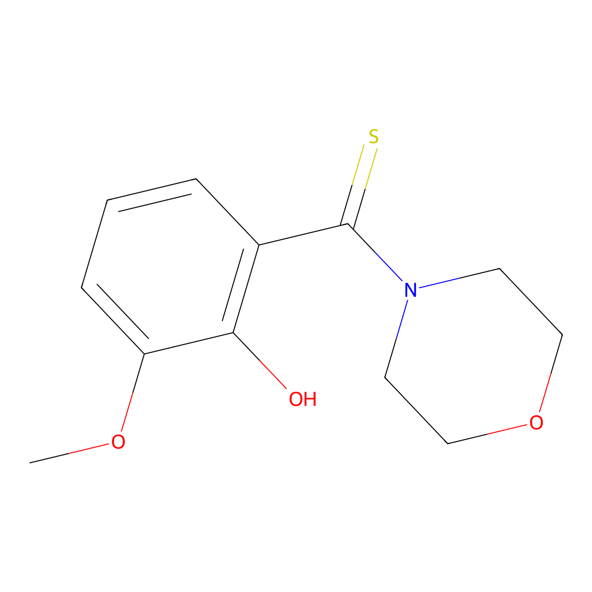 Morpholine, 4-((2-hydroxy-3-methoxyphenyl)thioxomethyl)- molecular structure, CAS 70733-87-8