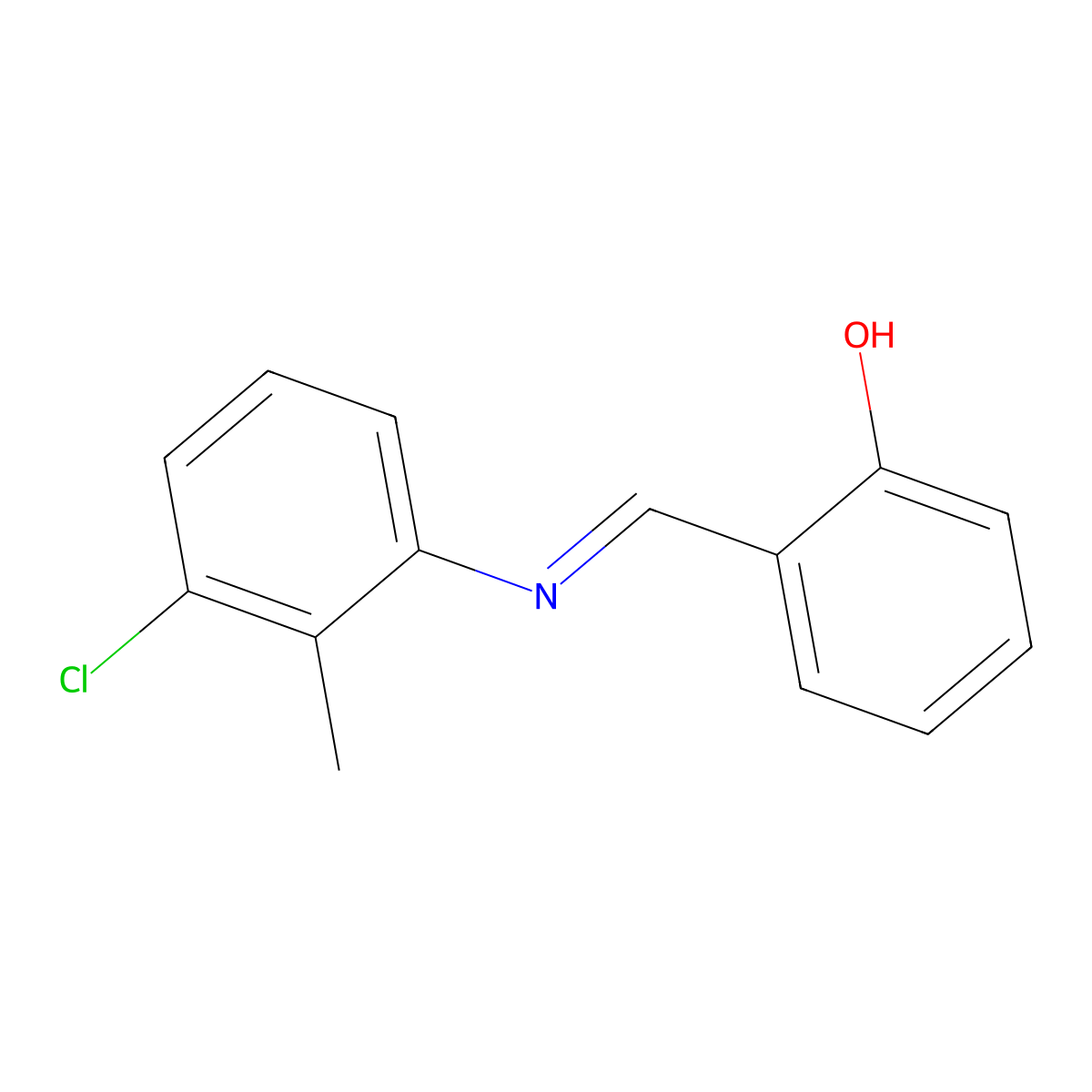2-{[(3-Chloro-2-methylphenyl)imino]methyl}phenol molecular structure, CAS 70740-17-9