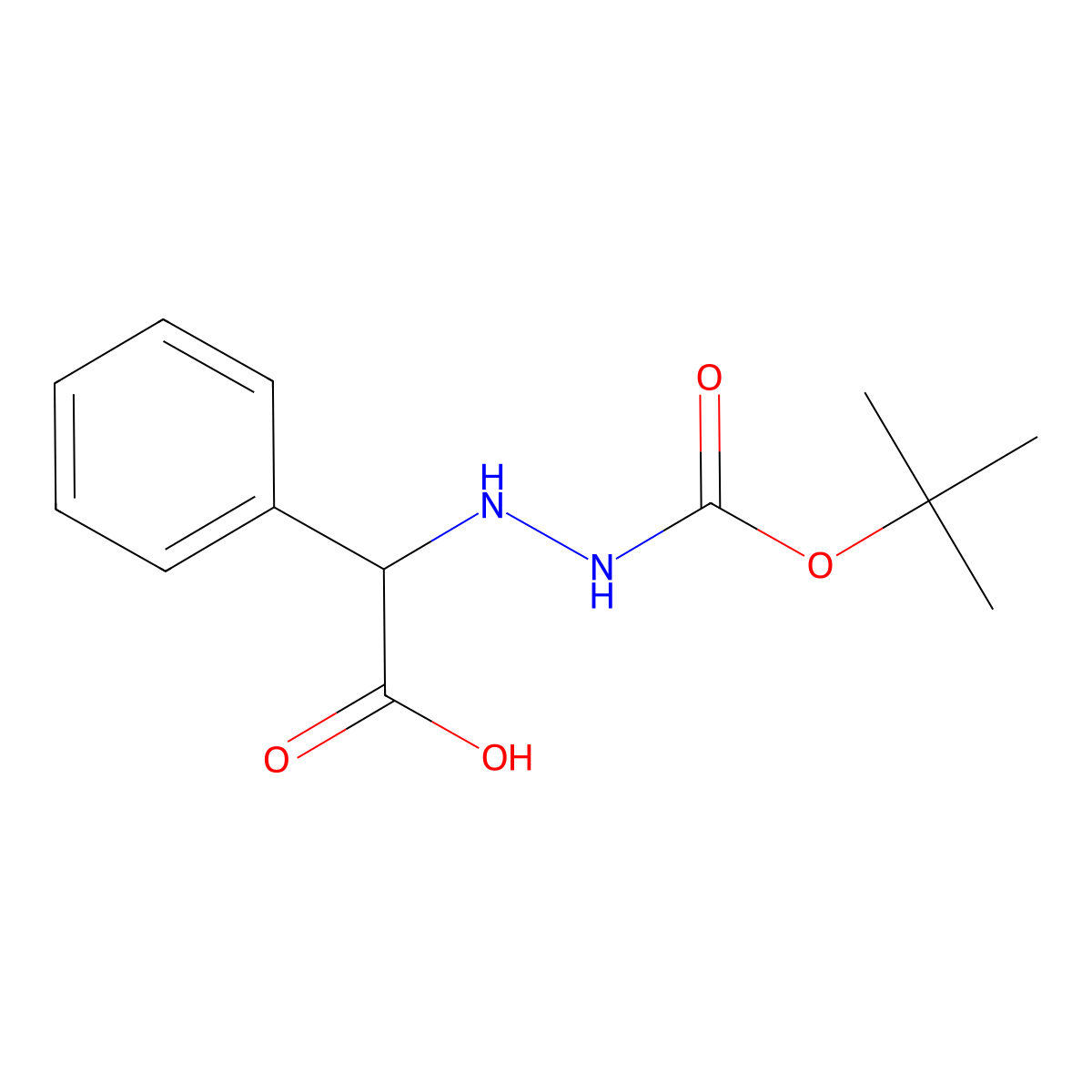 2-({[(Tert-butoxy)carbonyl]amino}amino)-2-phenylacetic acid molecular structure, CAS 70744-14-8