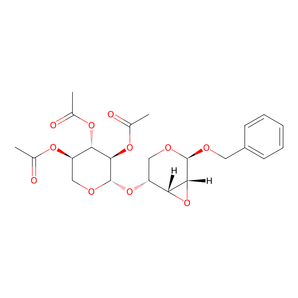 Benzyl 2,3-anhydro-4-O-beta-D-xylopyranosyl-beta-D-ribopyranoside triacetate molecular structure, CAS 70751-52-9