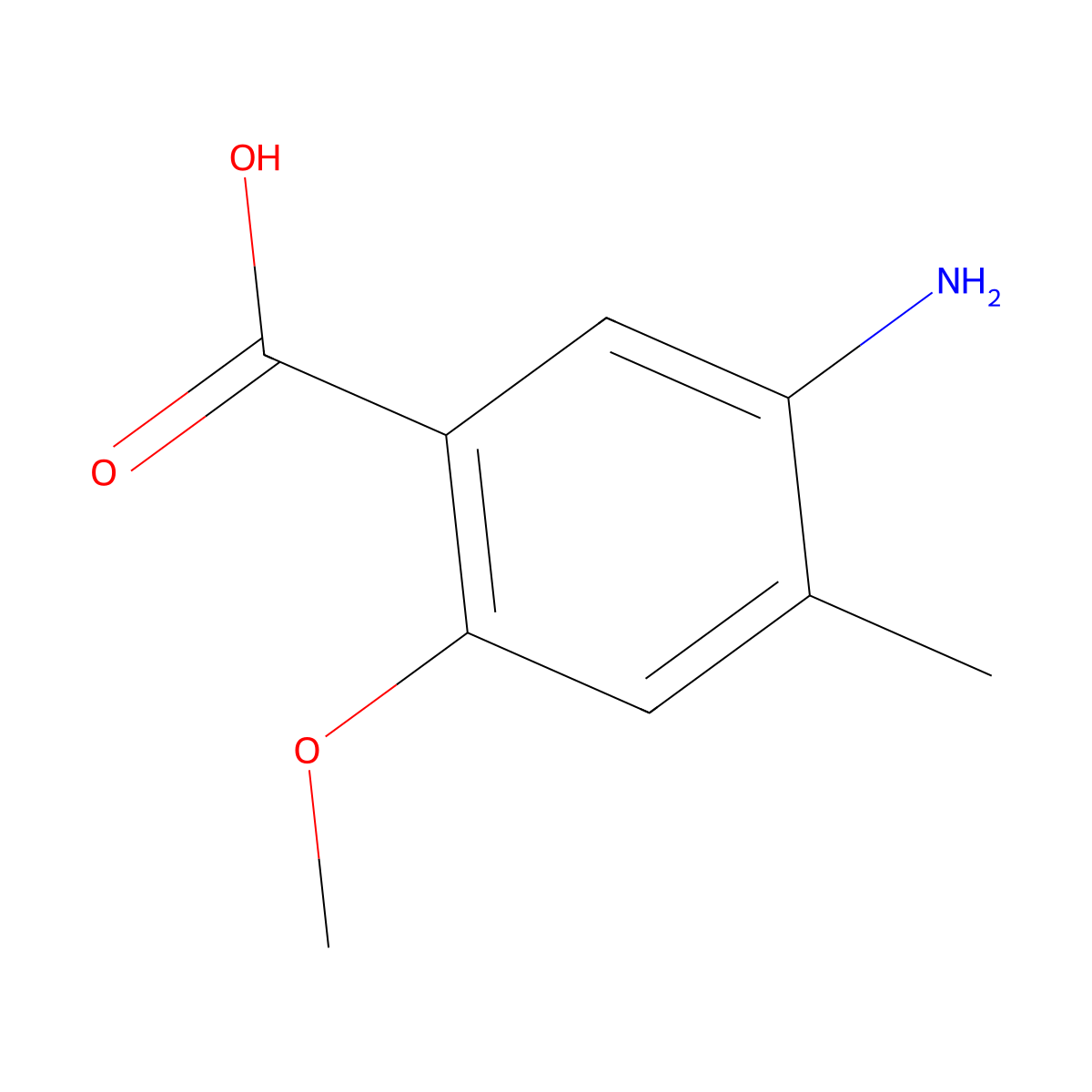 5-Amino-2-methoxy-4-methylbenzoic acid molecular structure, CAS 70752-50-0