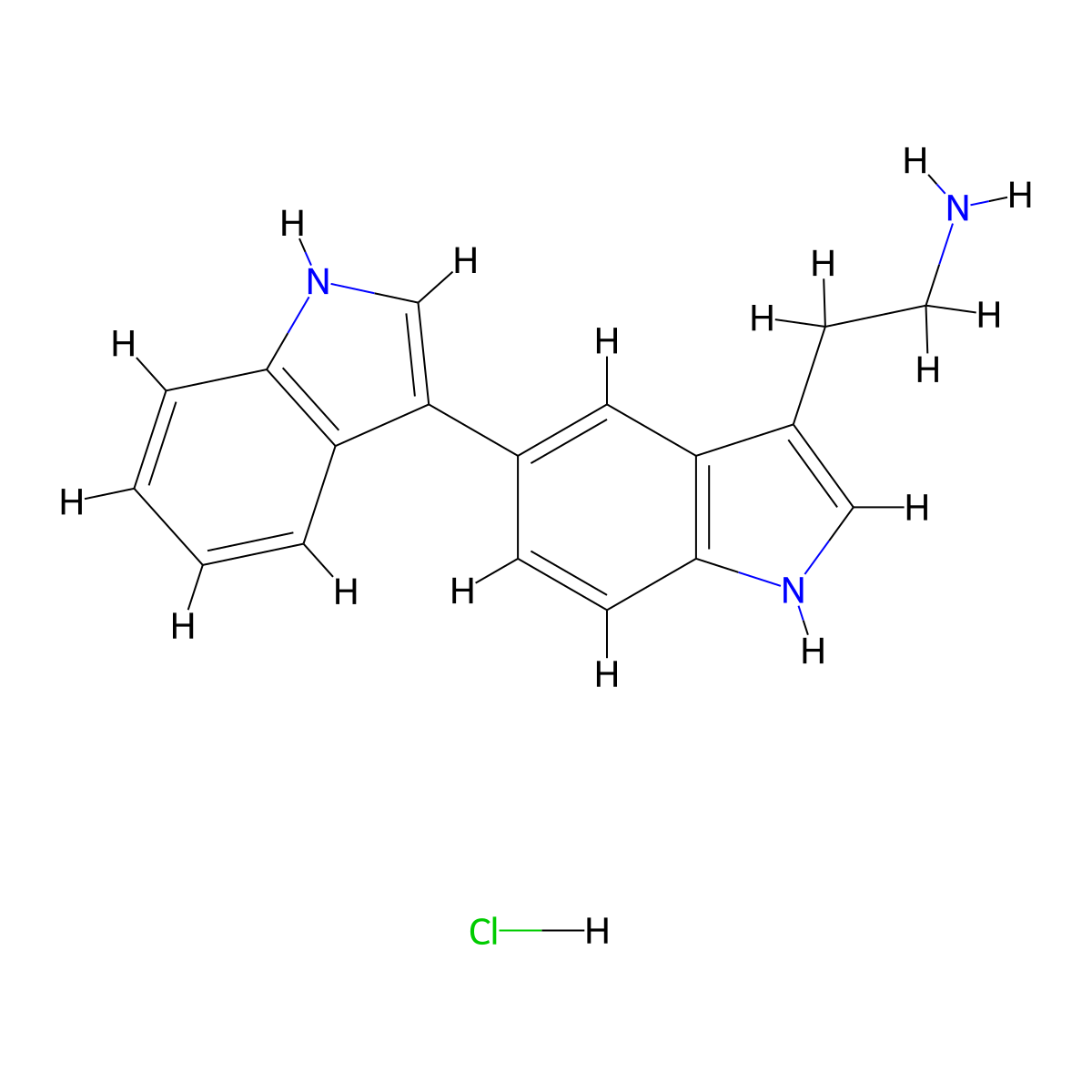 Indole, 5-(3-indolyl)-3-(aminoethyl)-, hydrochloride molecular structure, CAS 70753-13-8