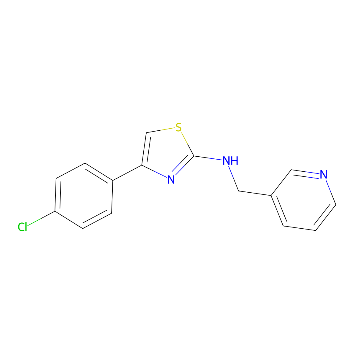 4-(4-chlorophenyl)-N-(3-pyridinylmethyl)-1,3-thiazol-2-amine molecular structure, CAS 707535-64-6