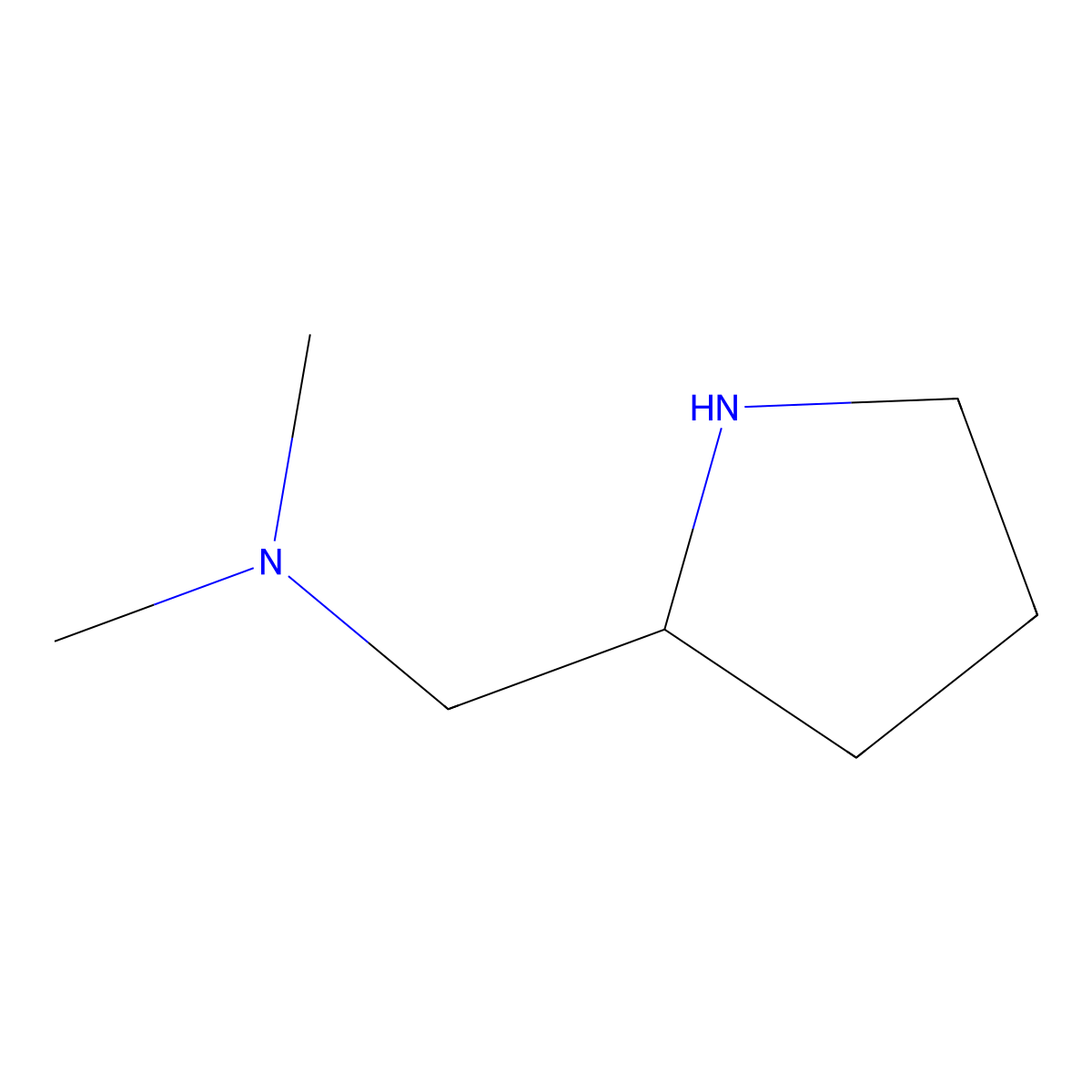 N,N-dimethyl-1-(pyrrolidin-2-yl)methanamine molecular structure, CAS 70754-93-7