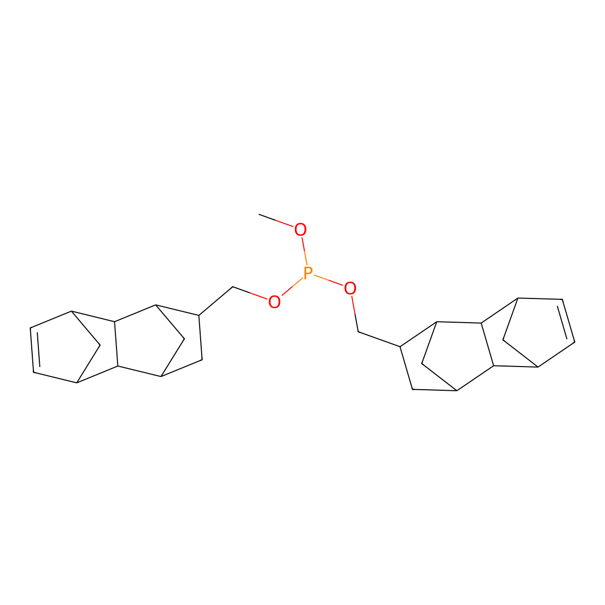 Phosphorous acid, methyl bis((1,2,3,4,4a,5,8,8a-octahydro-1,4:5,8-dimethanonaphthalen-2-yl)methyl) ester molecular structure, CAS 70766-50-6