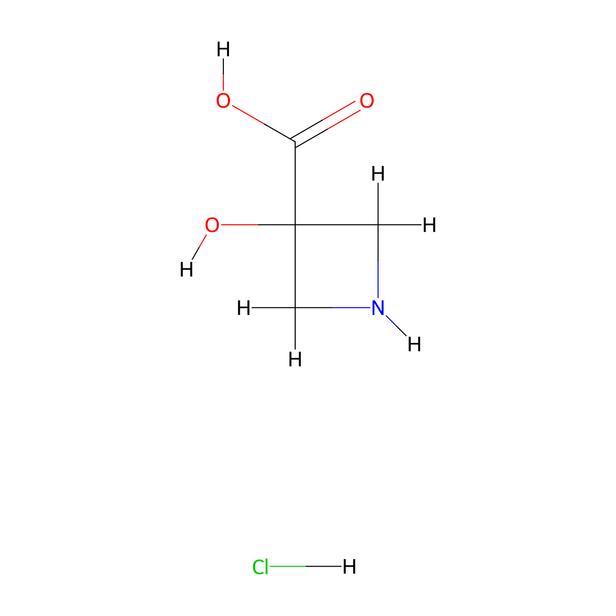 3-Hydroxyazetidine-3-carboxylic acid hydrochloride molecular structure, CAS 70767-62-3