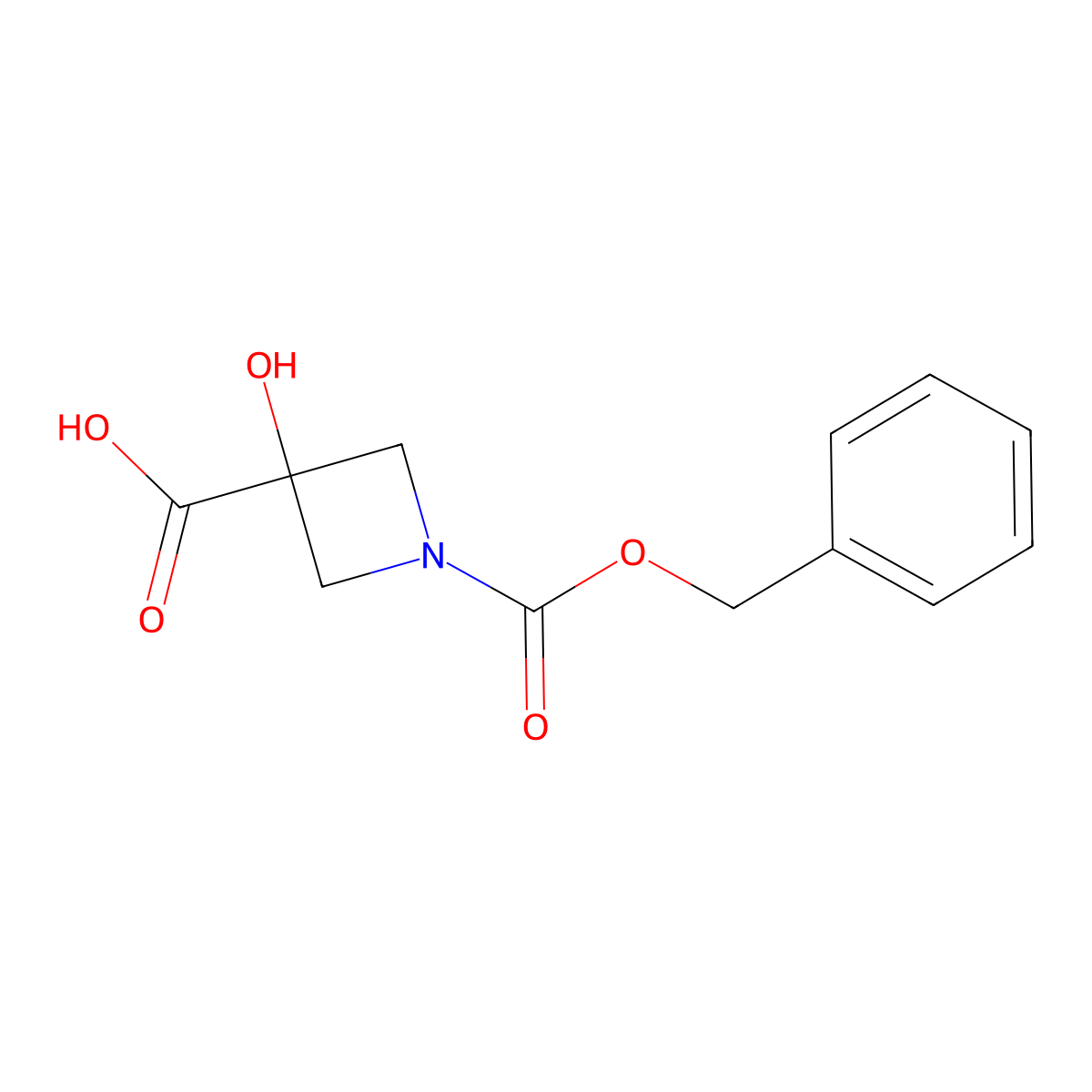 1-[(Benzyloxy)carbonyl]-3-hydroxyazetidine-3-carboxylic acid molecular structure, CAS 70767-64-5