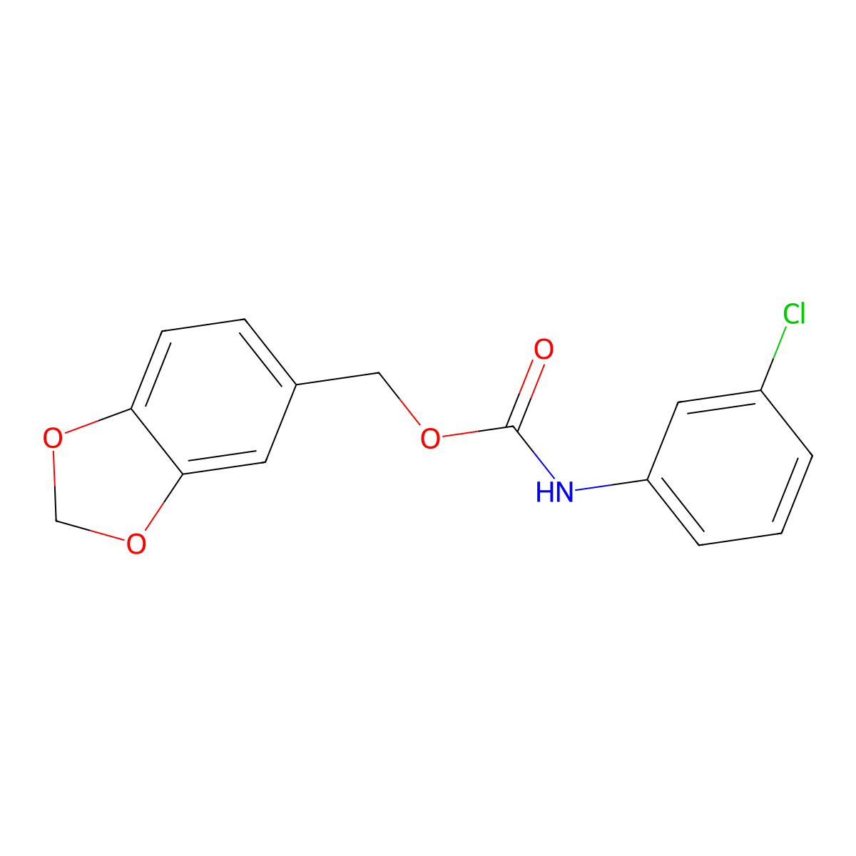 Piperonyl N-(3-chlorophenyl)carbamate molecular structure, CAS 7077-87-4