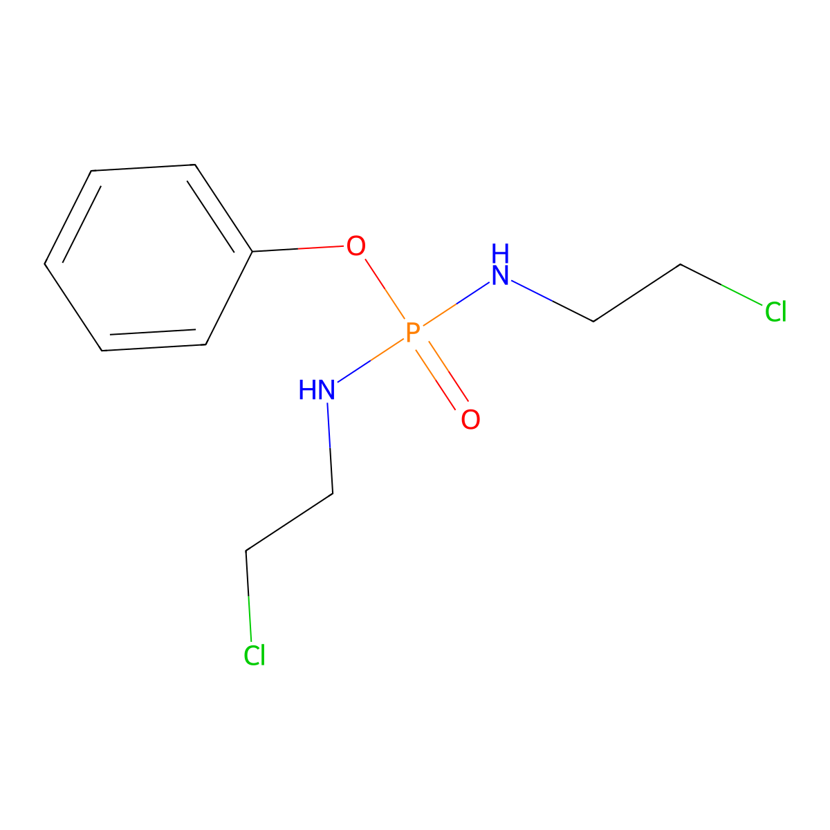 Phenyl N,N'-bis(2-chloroethyl)phosphorodiamidate molecular structure, CAS 70772-68-8