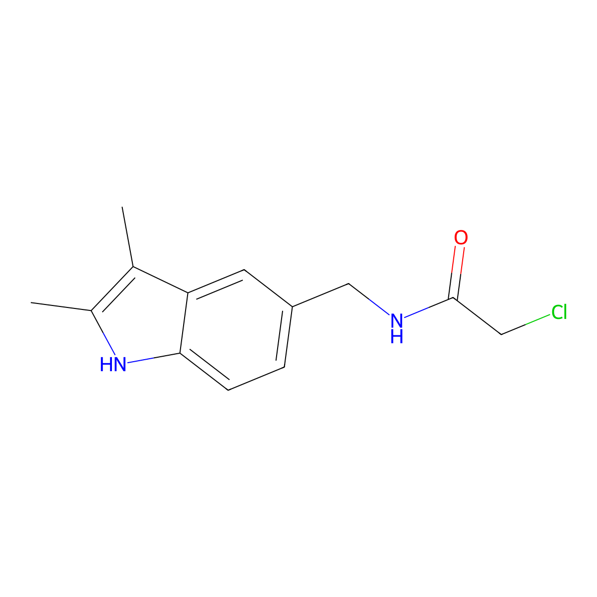 2-Chloro-N-(2,3-dimethyl-1H-indol-5-ylmethyl)-acetamide molecular structure, CAS 70773-10-3