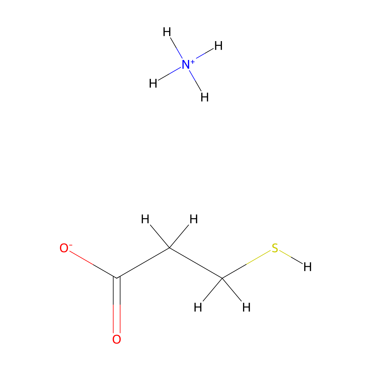 Propanoic acid, 3-mercapto-, ammonium salt (1:1) molecular structure, CAS 70776-74-8