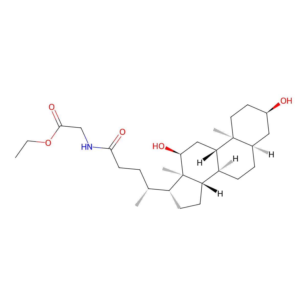 Ethyl glycodeoxycholate molecular structure, CAS 70779-06-5