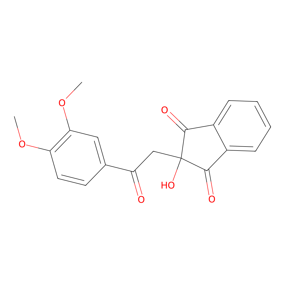 1,3-Indandione, 2-(3,4-dimethoxyphenacyl)-2-hydroxy- molecular structure, CAS 70780-21-1