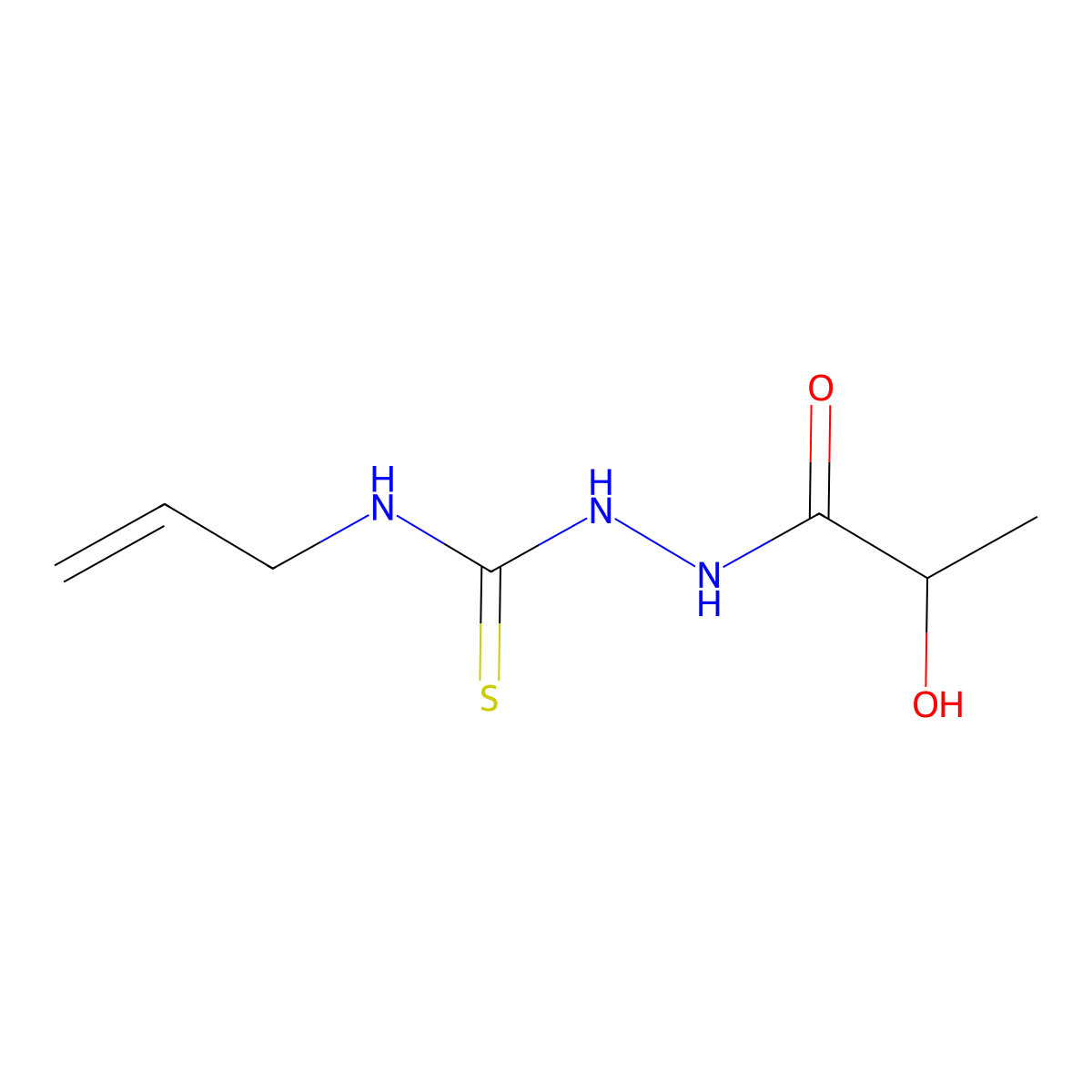2-hydroxy-N-{[(prop-2-en-1-yl)carbamothioyl]amino}propanamide molecular structure, CAS 70785-14-7