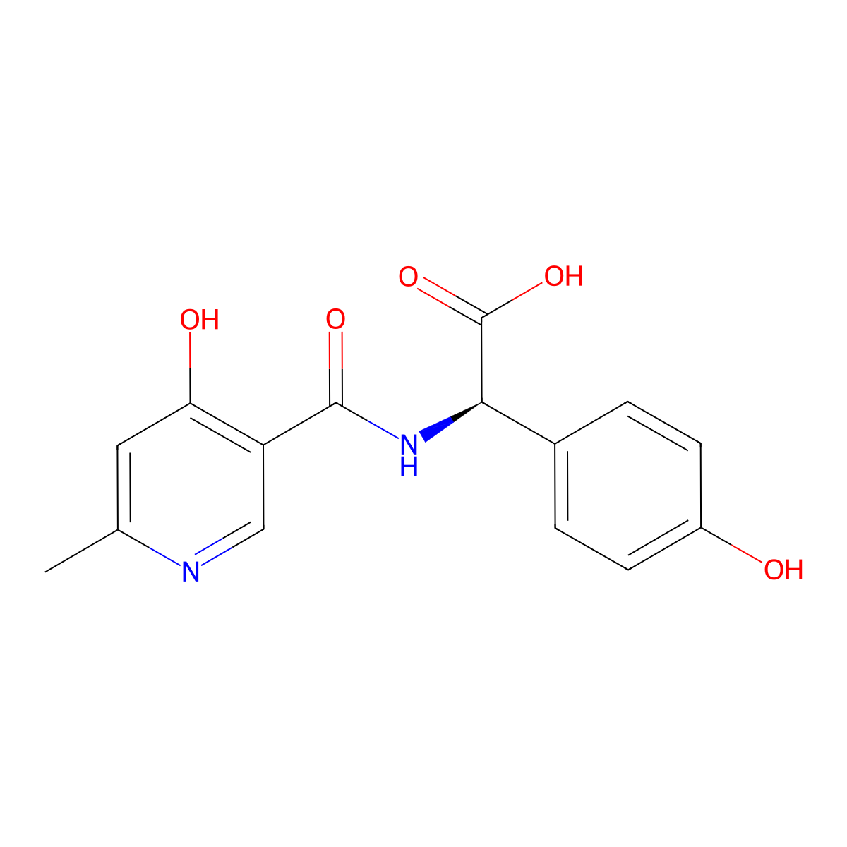 (R)-2-(4-Hydroxy-6-methylnicotinamido)-2-(4-hydroxyphenyl)acetic acid molecular structure, CAS 70785-61-4
