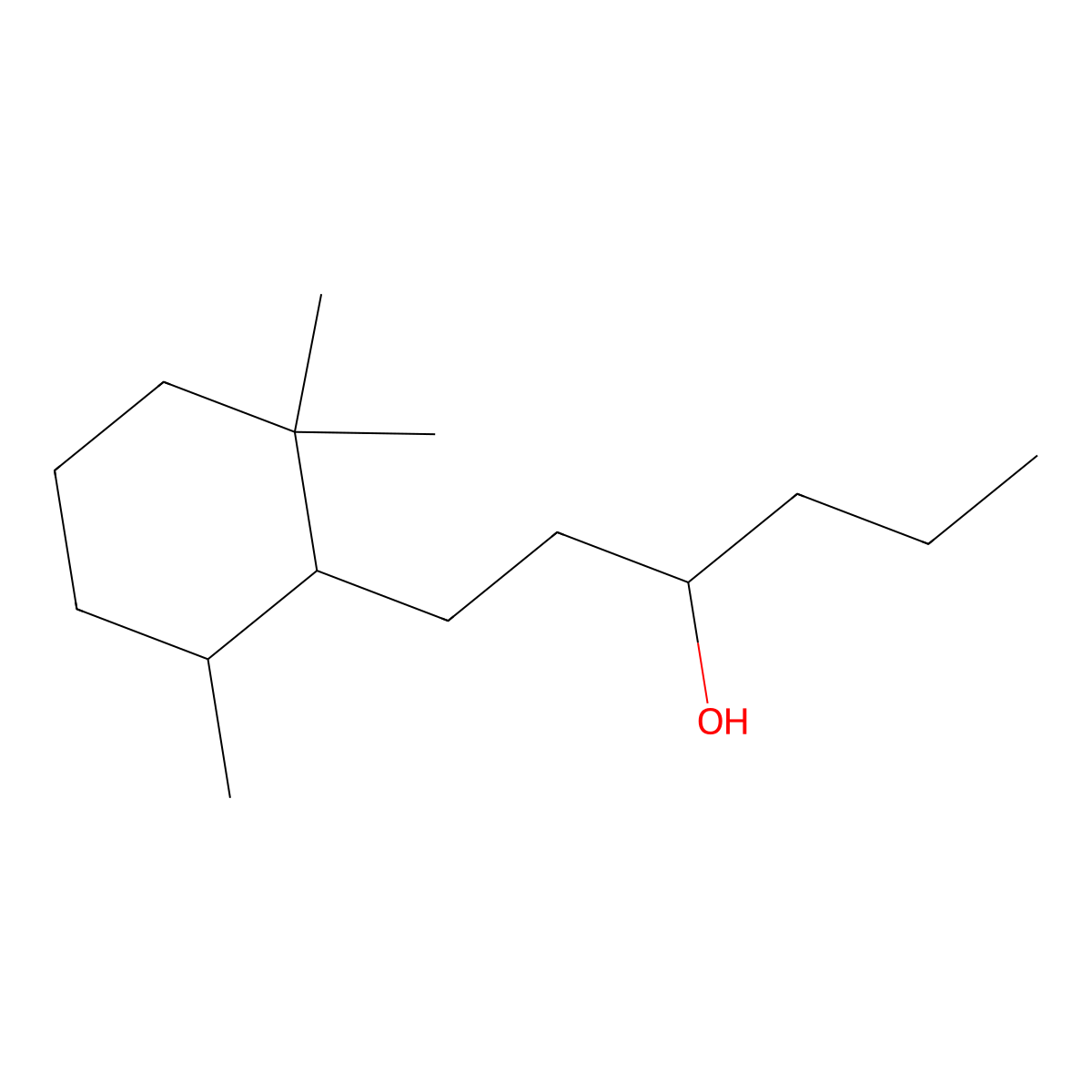Cyclohexanepropanol, 2,2,6-trimethyl-alpha-propyl- molecular structure, CAS 70788-30-6