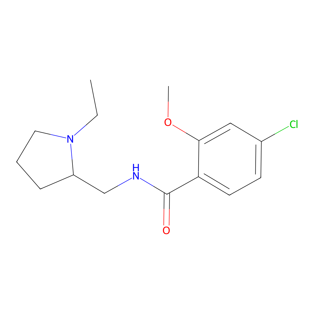 4-Chloro-N-((1-ethylpyrrolidin-2-yl)methyl)-2-methoxybenzamide molecular structure, CAS 70790-42-0