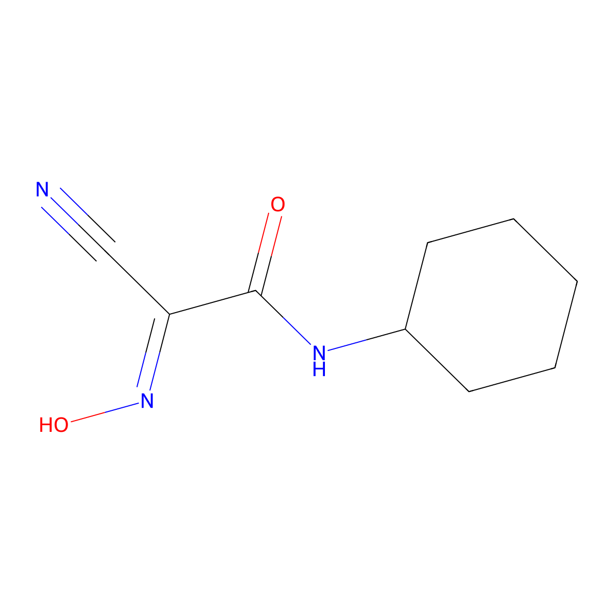 Acetamide, 2-cyano-N-cyclohexyl-2-(hydroxyimino)- molecular structure, CAS 70792-07-3