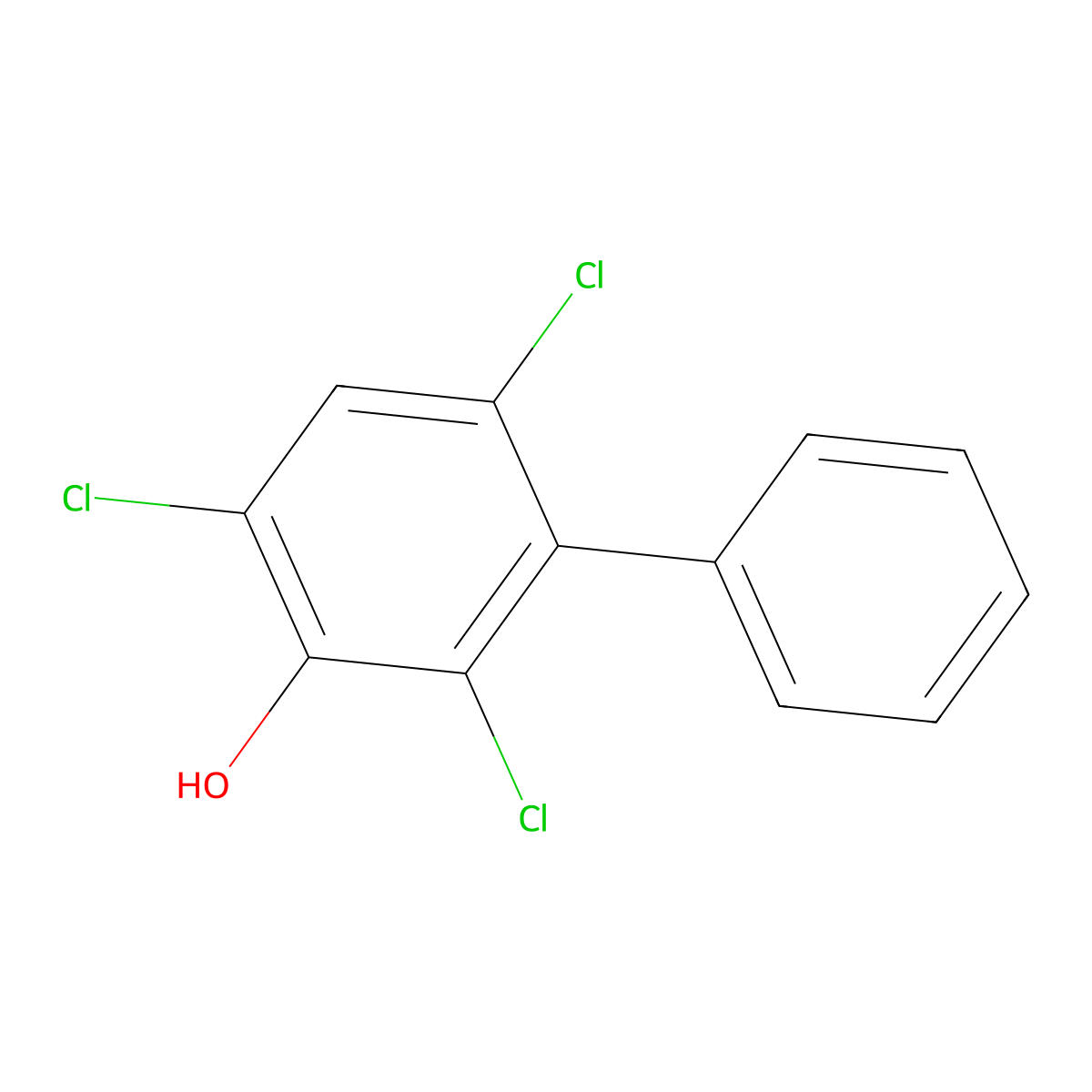 (1,1'-Biphenyl)-3-ol, 2,4,6-trichloro- molecular structure, CAS 70792-94-8