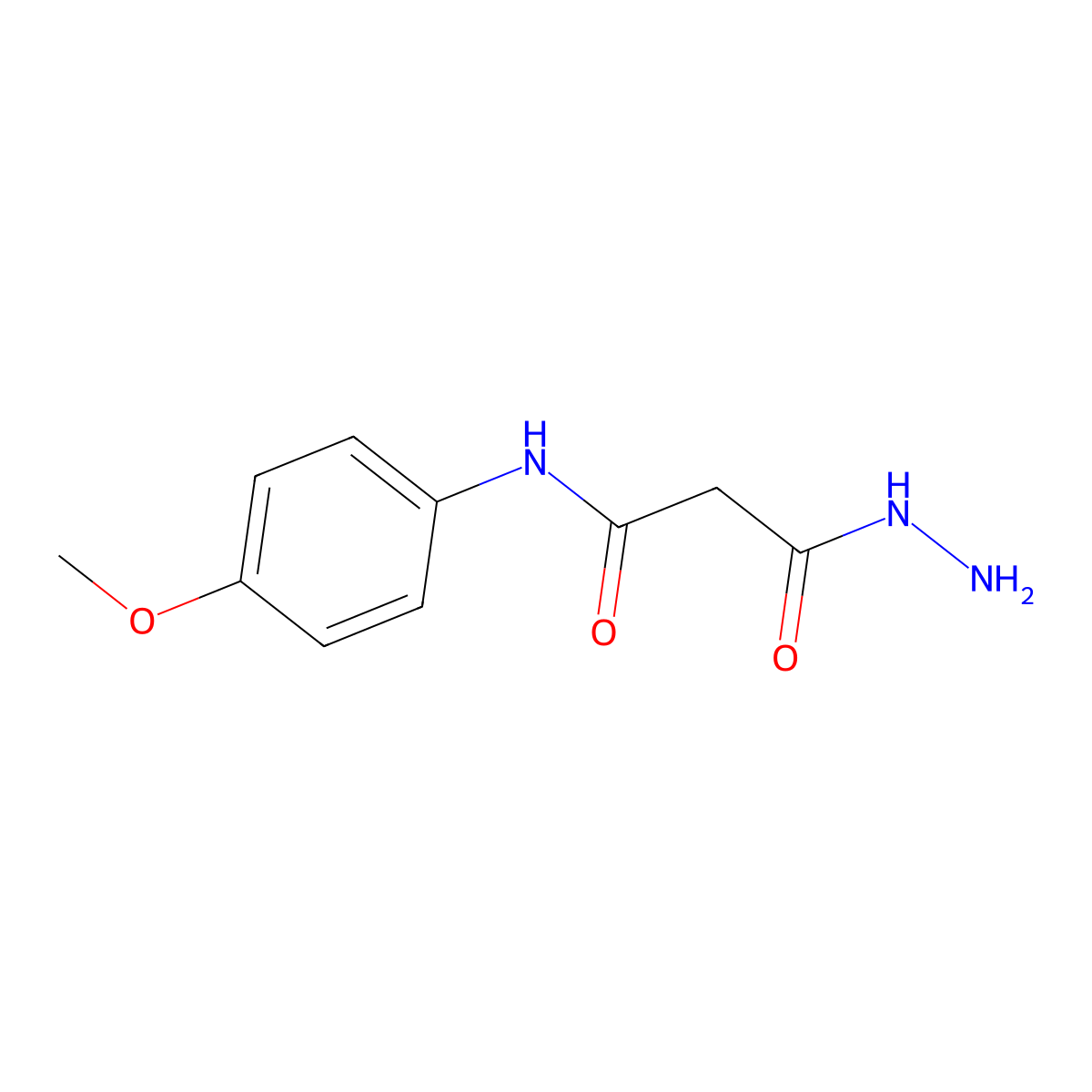 3-hydrazinyl-N-(4-methoxyphenyl)-3-oxopropanamide molecular structure, CAS 70793-53-2