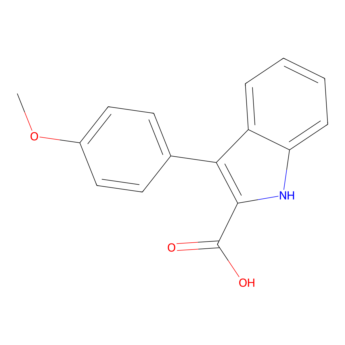 3-(4-methoxyphenyl)-1H-indole-2-carboxylic acid molecular structure, CAS 70794-11-5