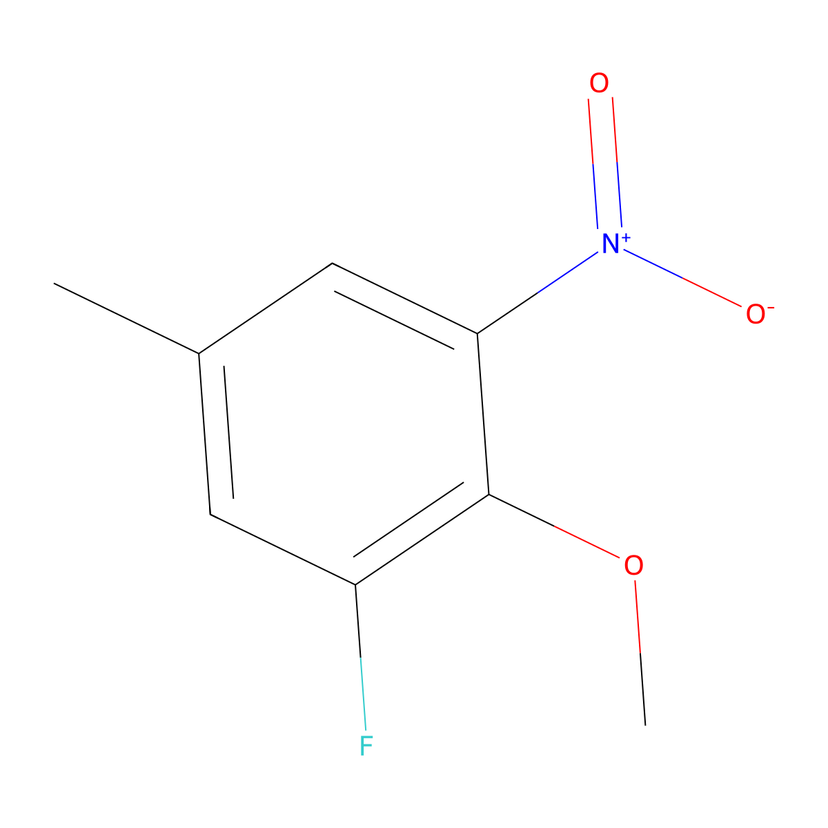 1-Fluoro-2-methoxy-5-methyl-3-nitrobenzene molecular structure, CAS 708-04-3