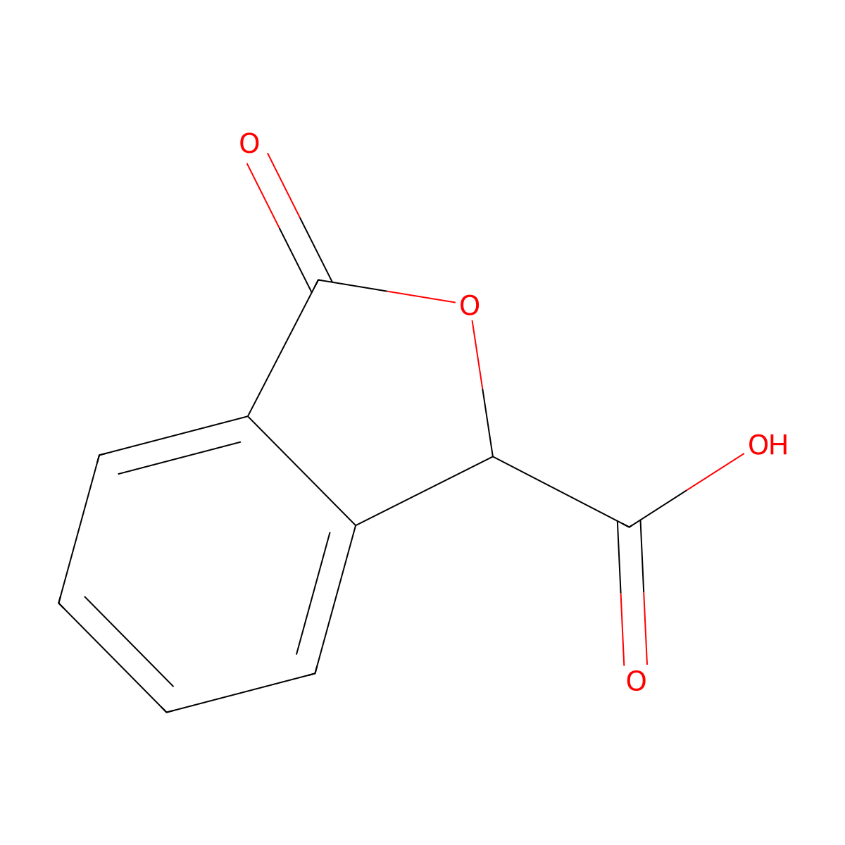 3-Oxo-1,3-dihydro-2-benzofuran-1-carboxylic acid molecular structure, CAS 708-14-5