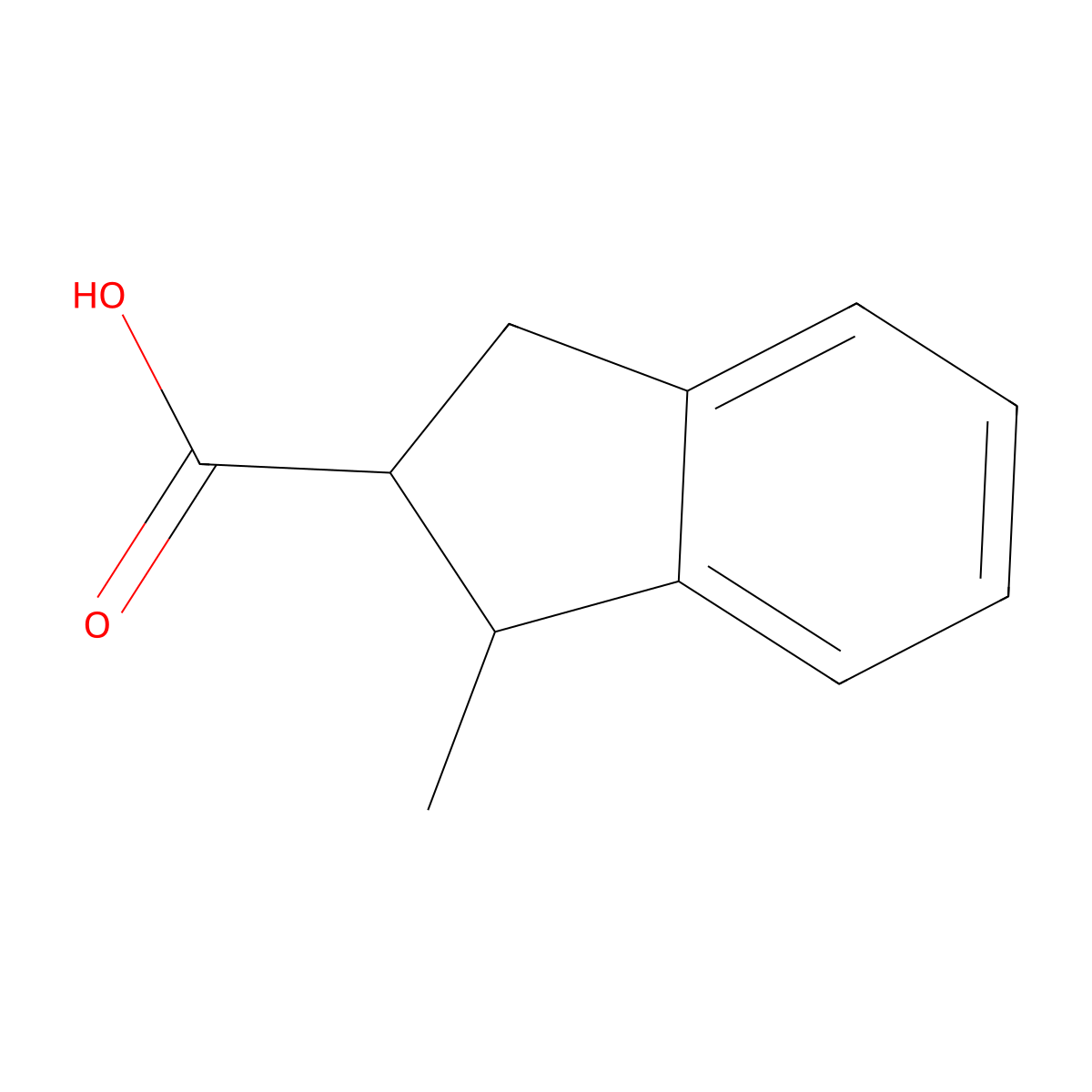1-methyl-2,3-dihydro-1H-indene-2-carboxylic acid molecular structure, CAS 708-37-2