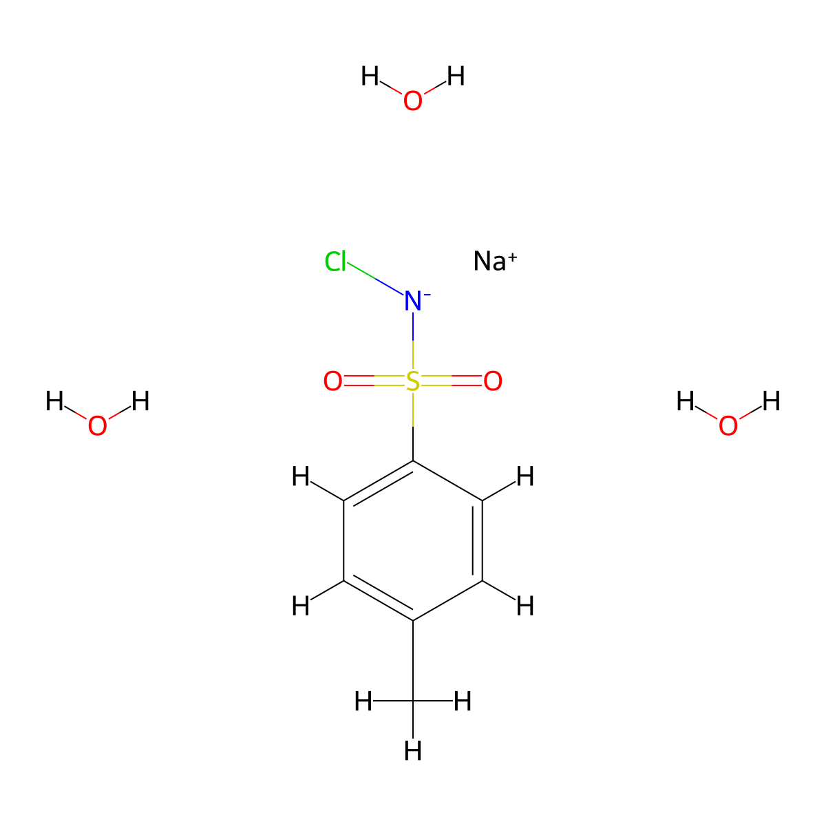 chloramine-T trihydrate molecular structure, CAS 7080-50-4
