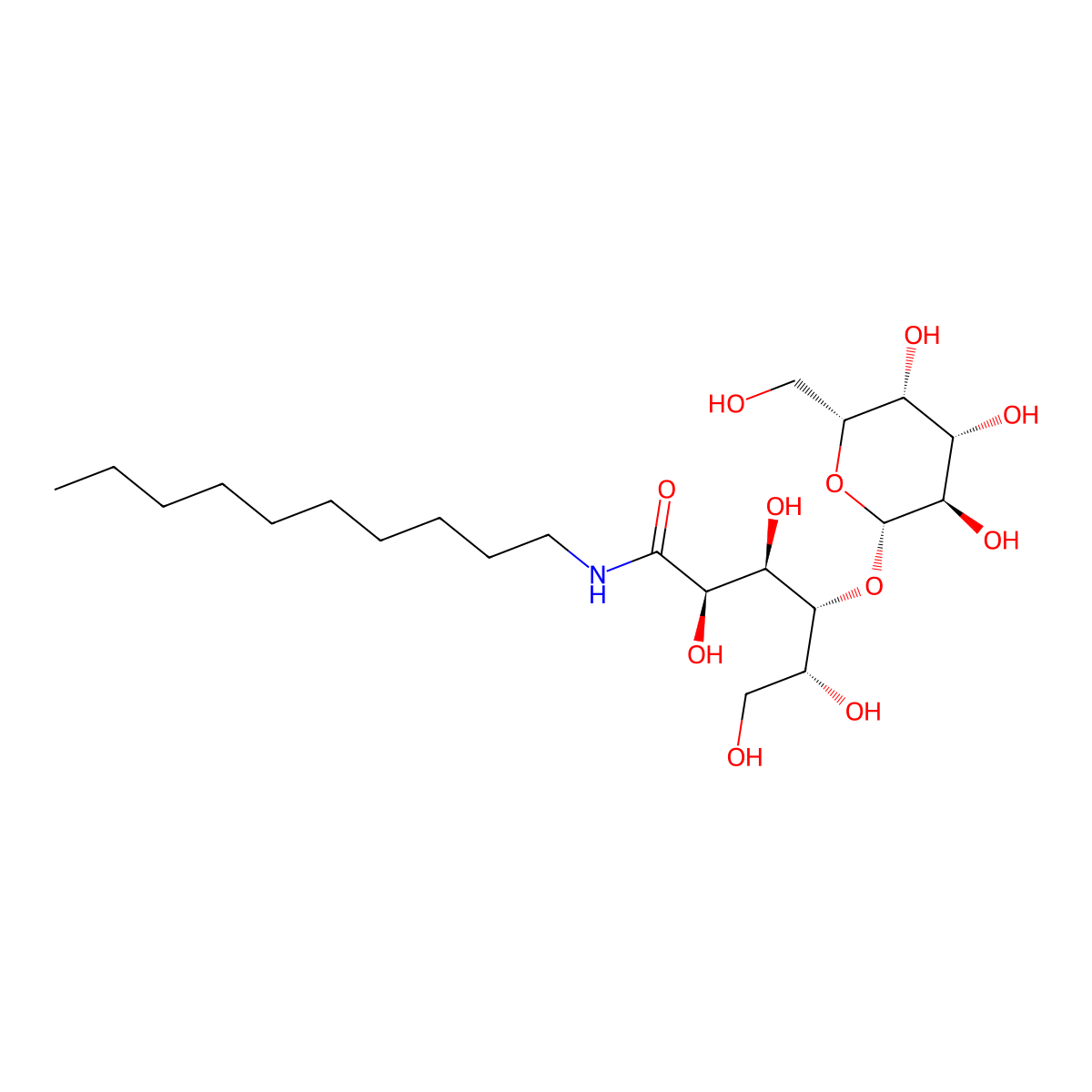 N-Decyl-4-O-beta-D-galactopyranosyl-D-gluconamide molecular structure, CAS 70803-56-4
