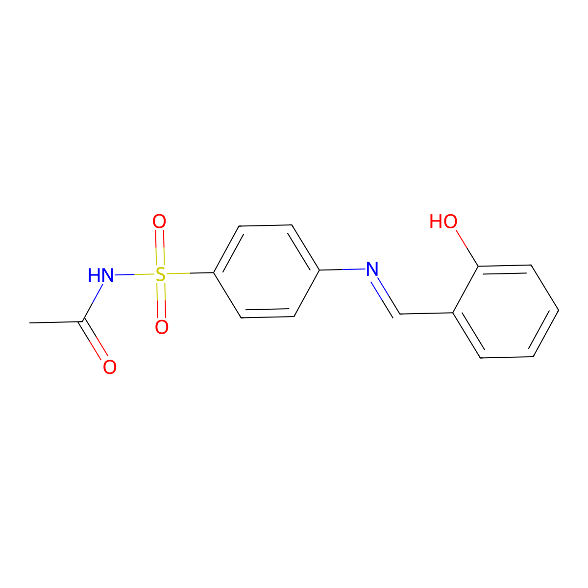 N-acetyl-4-[(2-hydroxy-benzylidene)-amino]-benzenesulfonamide molecular structure, CAS 70806-77-8