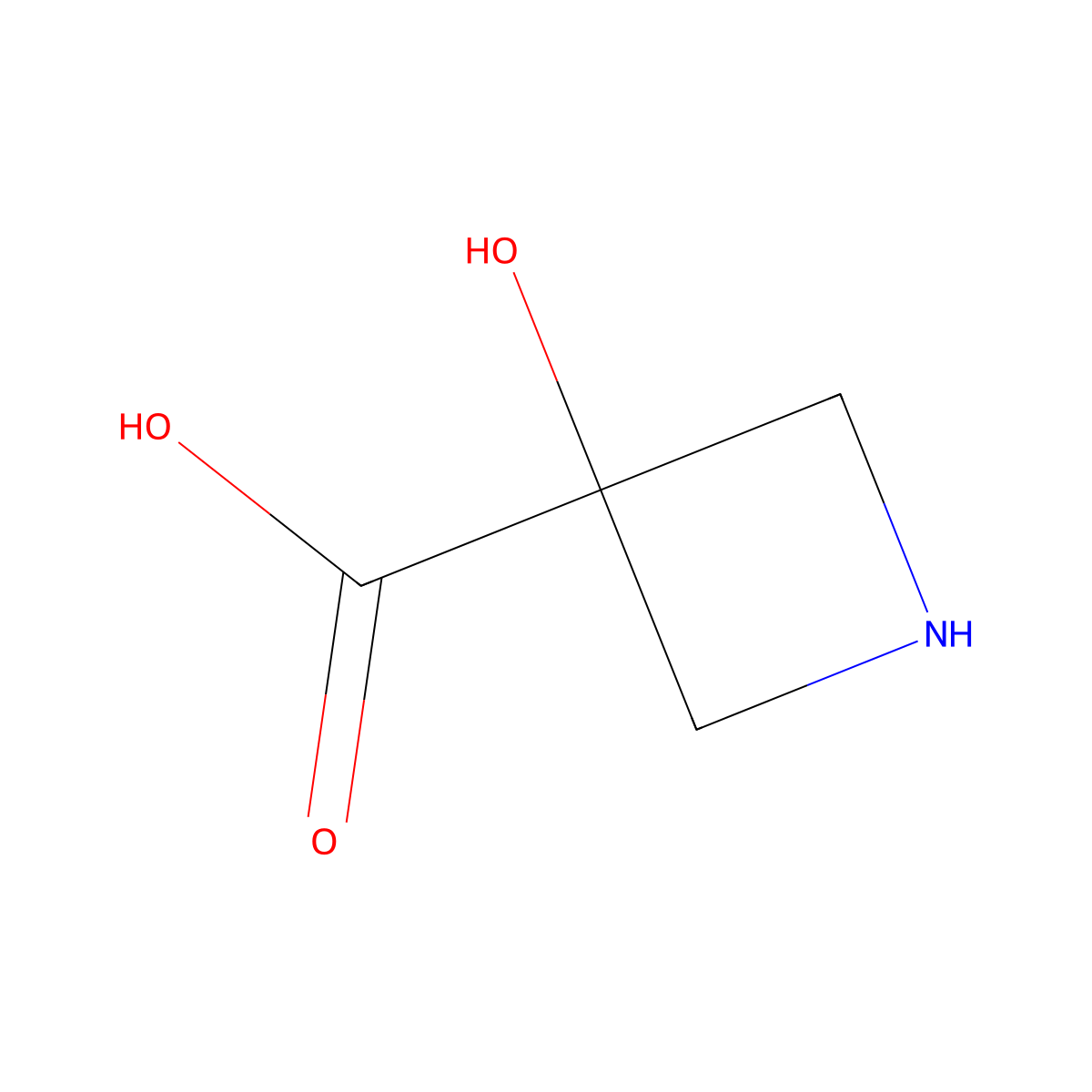 3-Hydroxyazetidine-3-carboxylic acid molecular structure, CAS 70807-37-3