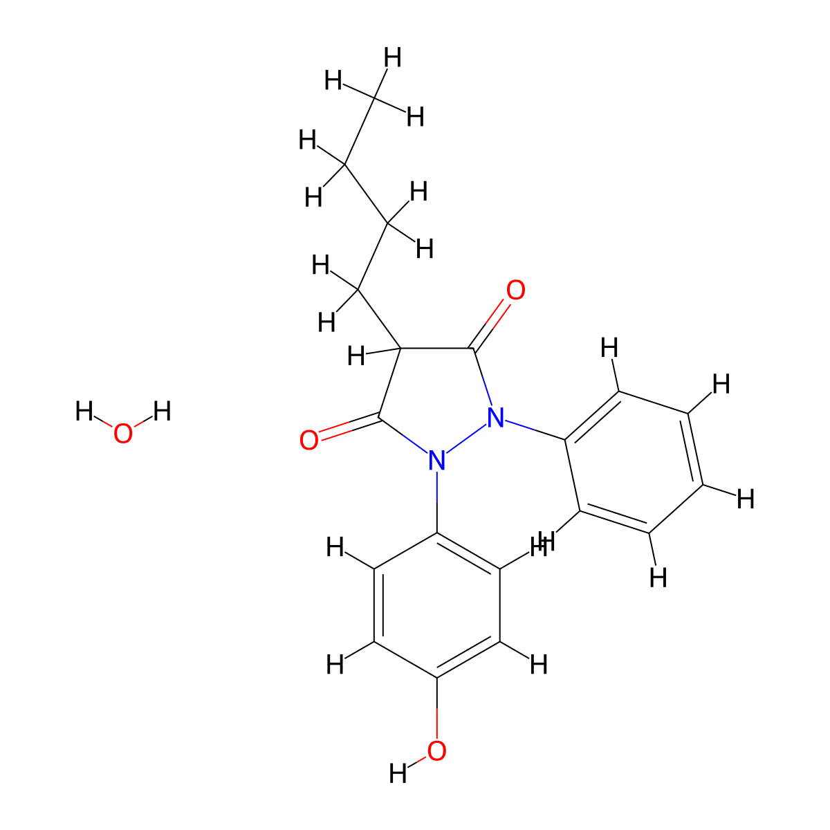 Oxyphenbutazone monohydrate molecular structure, CAS 7081-38-1