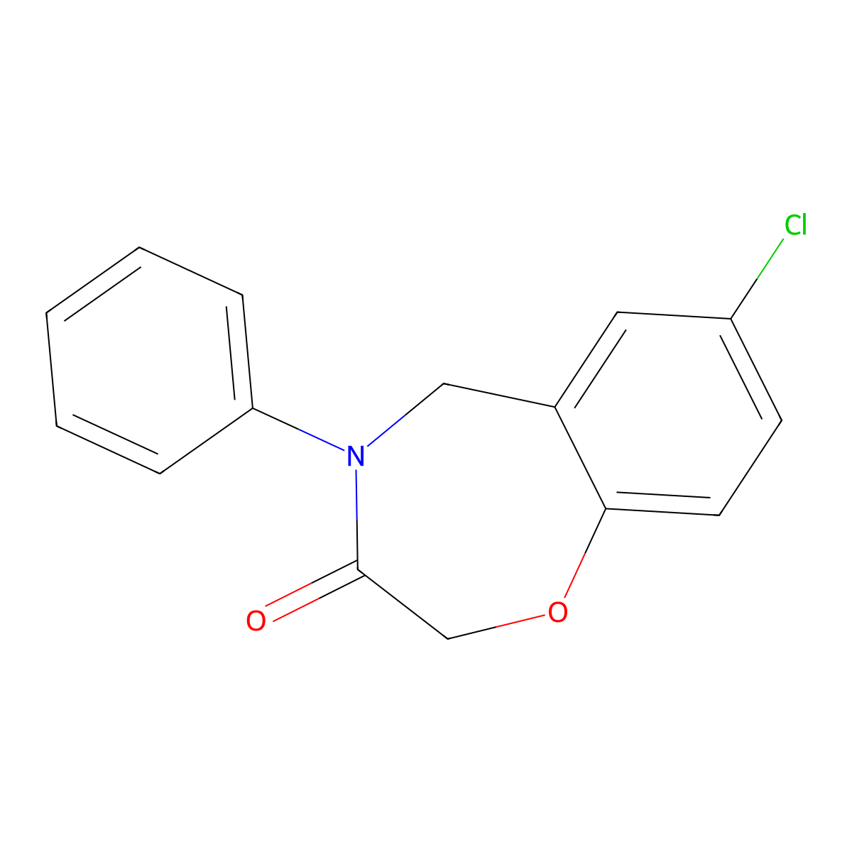 7-chloro-4-phenyl-4,5-dihydro-1,4-benzoxazepin-3(2H)-one molecular structure, CAS 7082-53-3
